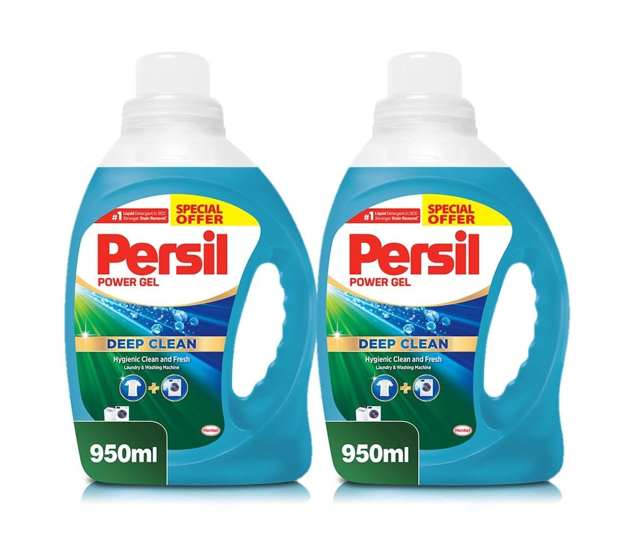 Persil Power Gel Liquid Laundry Detergent, With Deep Clean Technology, Pack of Two, 2 x 950ML