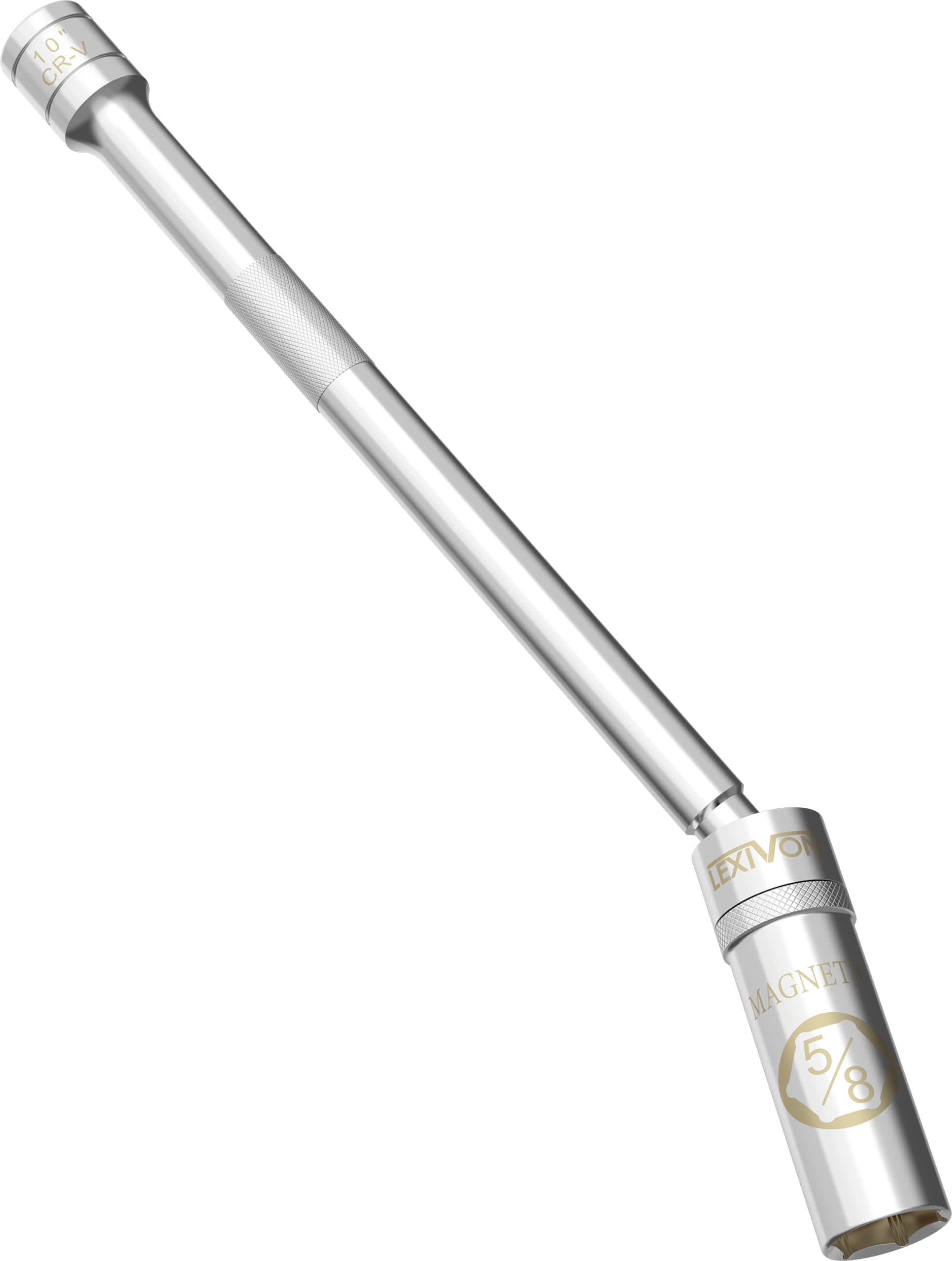 5/8" Swivel Magnetic Spark Plug Socket, 3/8" Drive x 10" Total Length | Enhanced Magnetic Design with Thin Wall Socket, Cr-v Steel (LX-122)