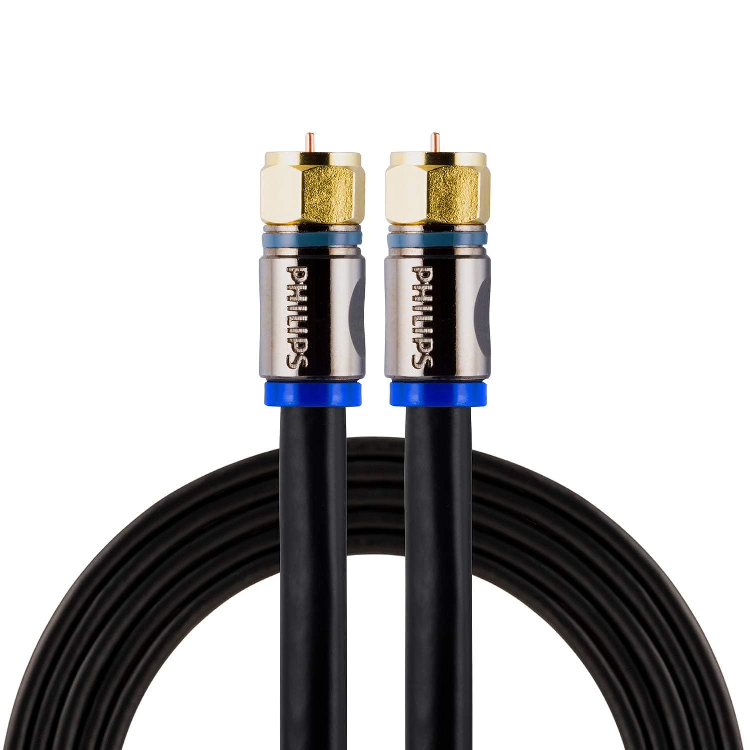 RG6 Quad Shield Coaxial Cable, 6 ft. in-Wall Rated, Ideal for TV Antenna DVR Satellite Cable, F-Type Connectors, 3 Ghz Digital, Black, SWX9444B/27