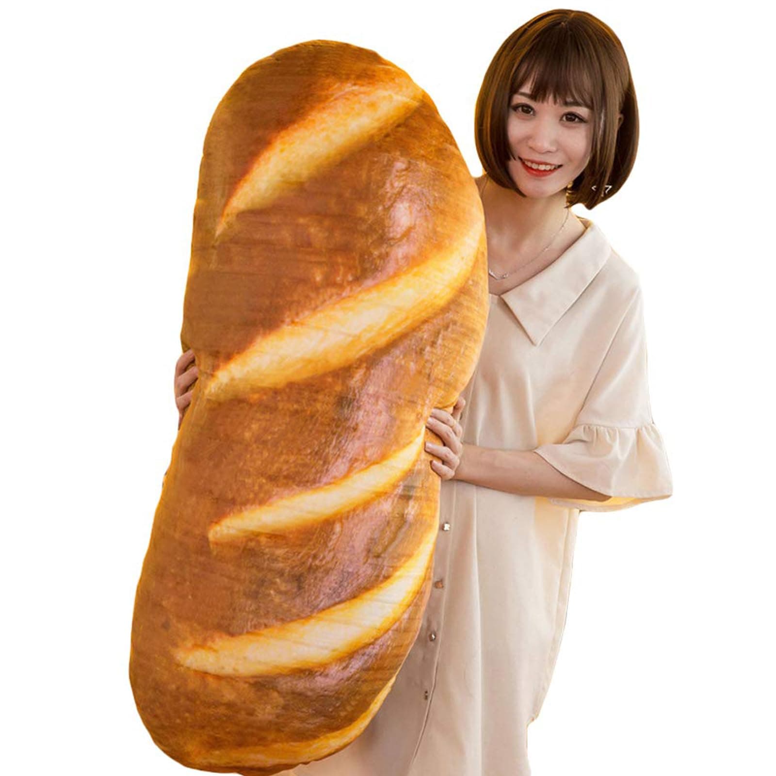 3D Simulation Bread Shape Pillow,Soft Butter Bread Food Plush Cushion Stuffed Toy for Home Decor 31.5"