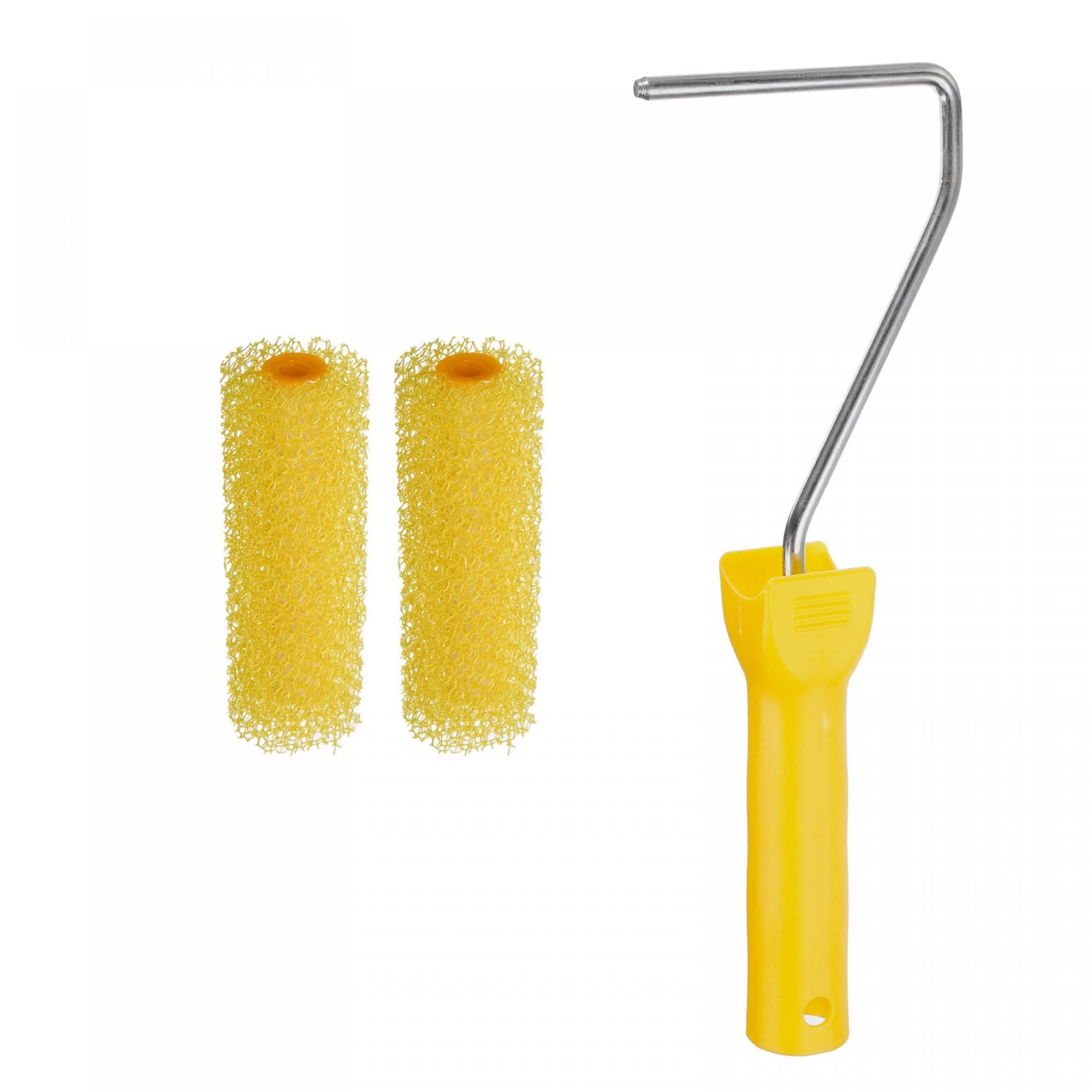 sourcing map 3Pcs Paint Roller Kit, 2Pcs 4" Sponge Large Texture Pattern Roller Covers and 10" Paint Roller Frame, for Wall Trim