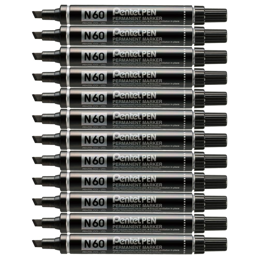 N60 Permanent Marker Chisel Tip Max.6mm Line Black Ref N60-A [Pack of 12]
