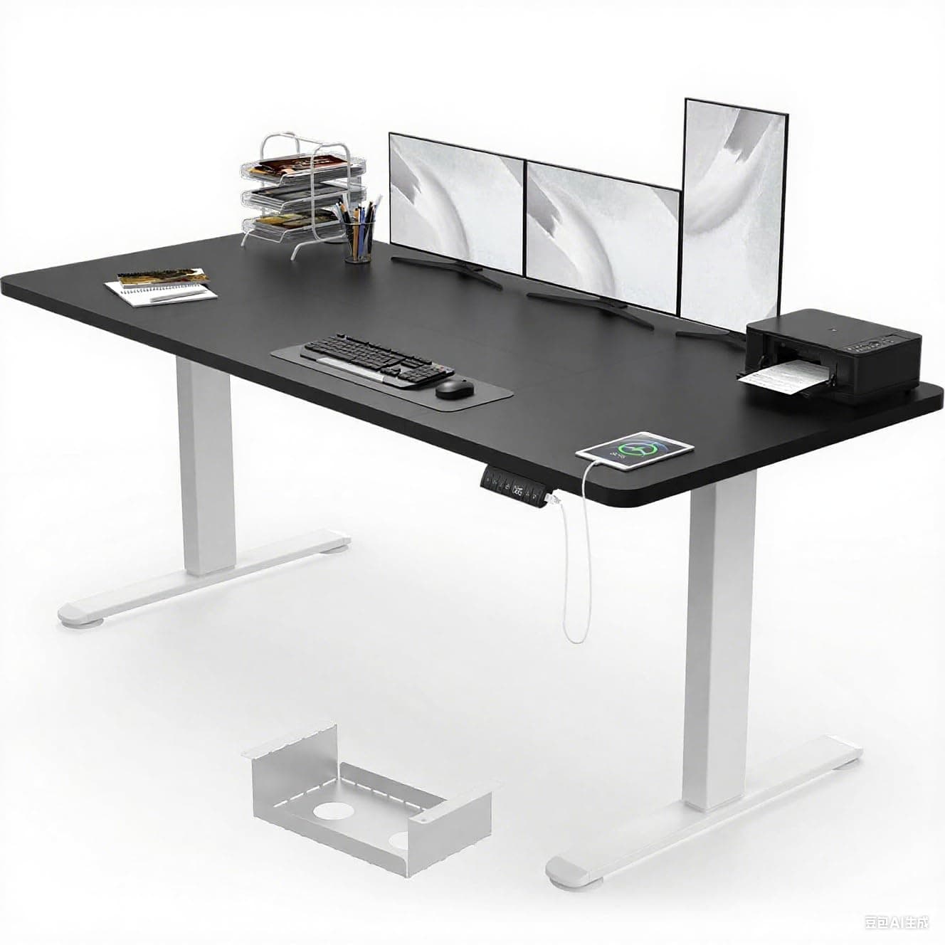 Devoko Electric Standing Desk 180x80cm, 18mm Thick Tabletop, Height Adjustable with Sedentary Reminder, USB Charging Port, 3 Memory Smart Panel, Heavy-Duty Steel Frame (White frame+black top)