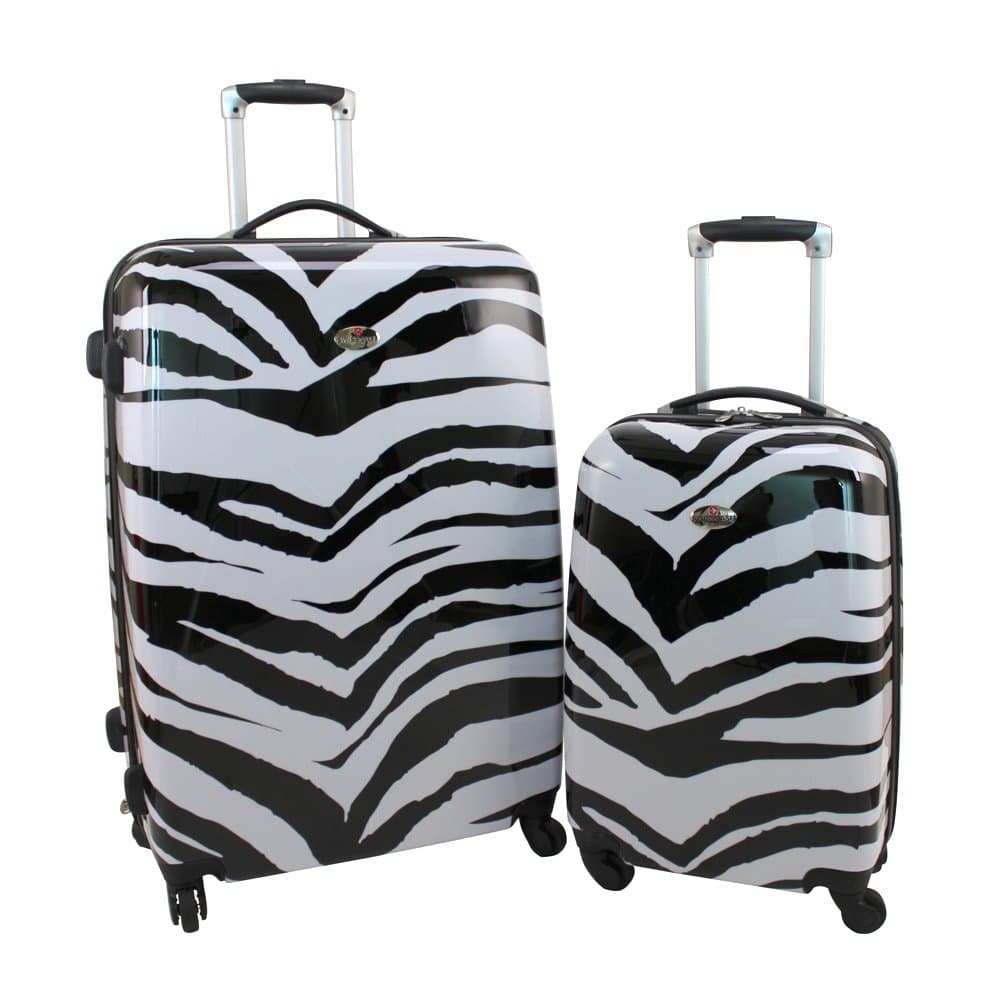 Swiss Case 4 Wheels Hard 2Pc Suitcase Set Zebra