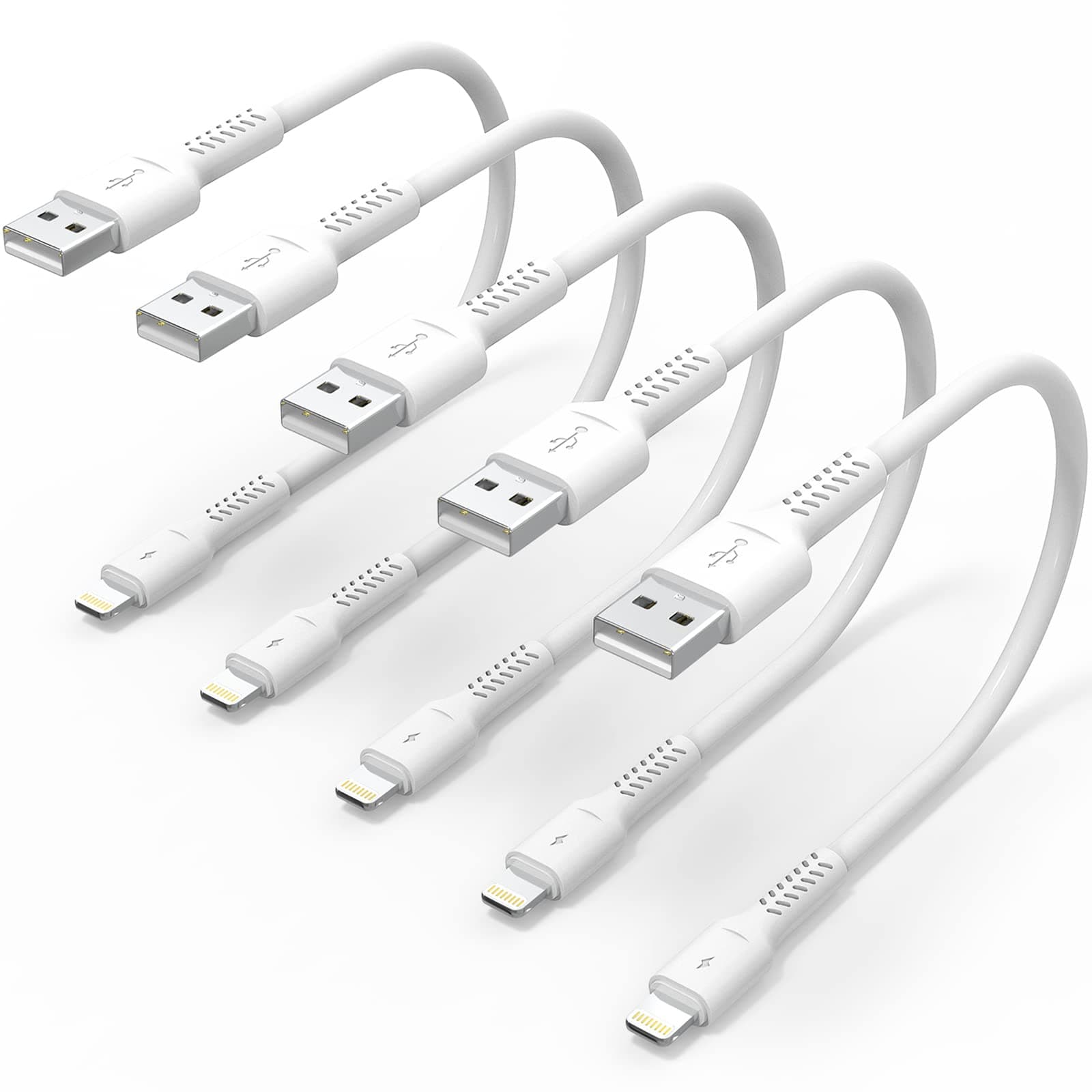 - 6 inch iPhone Charge Cable Short, 0.5ft 5Pack USB to Lightning Cord for Fast Charging Stations Compatible with Apple iPhone 12 11 Pro Max Xs 8 7 6 5 Plus, iPad Air/Mini