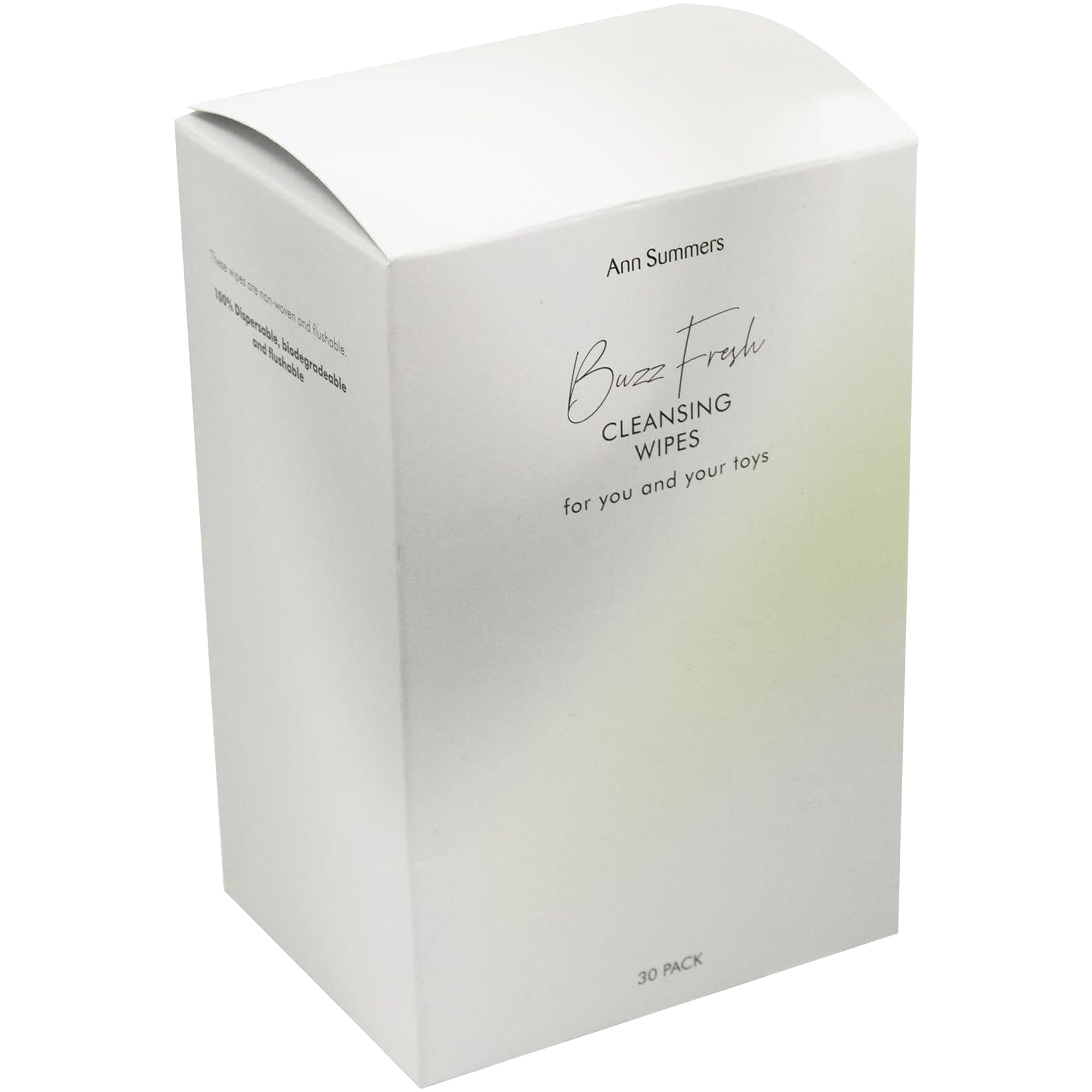 Buzz Fresh Cleansing Wipes (30 Pack) – Biodegradable, Individually Wrapped & Flushable Wet Wipes – Gentle, Toy-Safe & Skin-Friendly – Ideal for Travel, Hygiene & On-The-Go Freshness