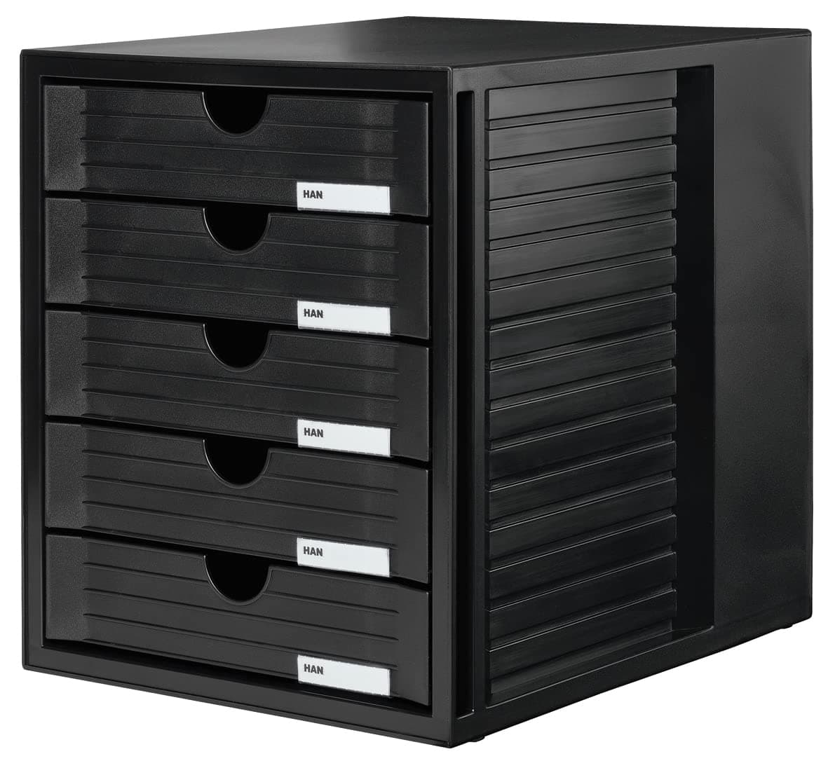 HAN Systembox 1450-13 Drawer Box - Attractive Design for Documents up to DIN C4 with 5 Closed Drawers Black