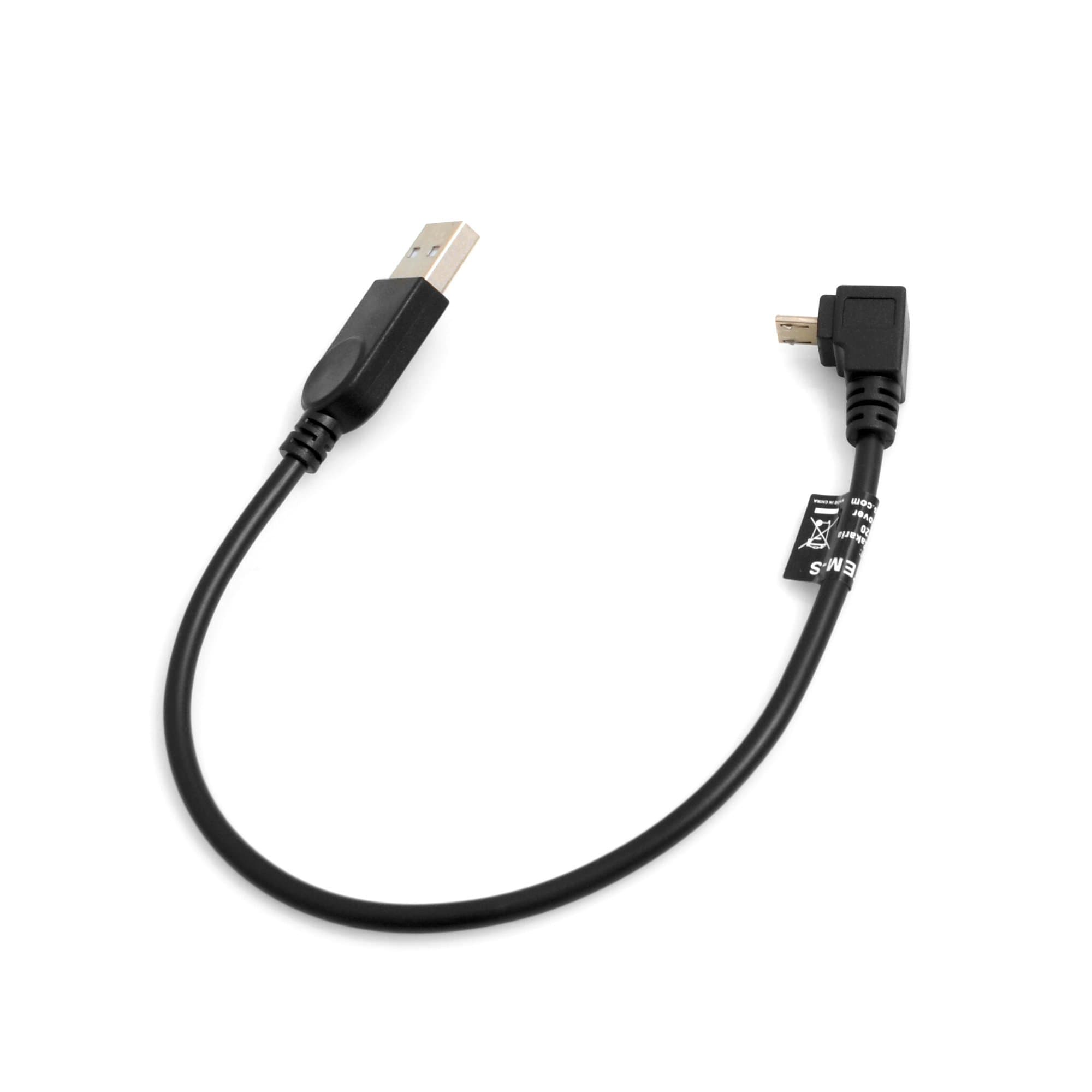 SYSTEM-S Micro USB Cable 90° Degrees Downwards Angled Angle Adapter 27cm
