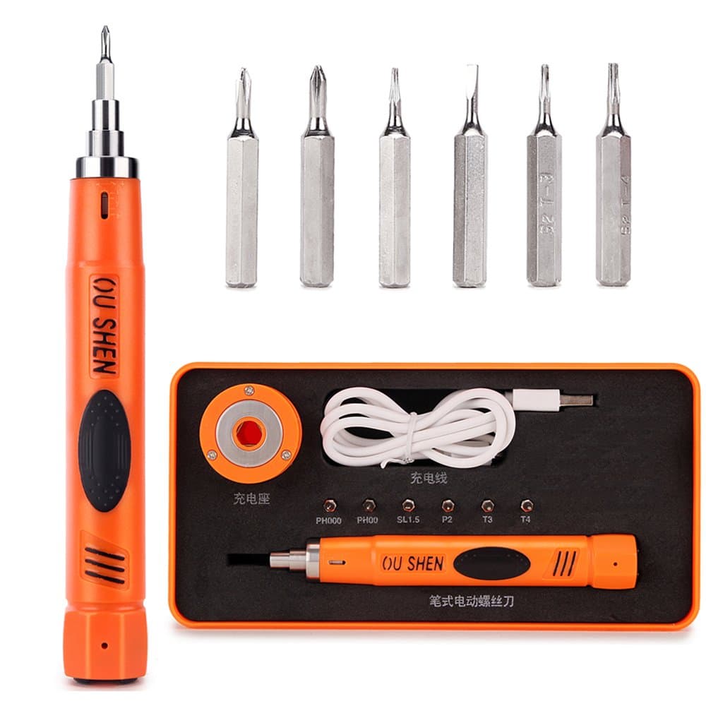 Electric Screwdriver Cordless Precision Screwdriver Adjustable Torque Screwdriver Set with USB Rechargeable 6 bits for Phone Camera Computer Tablet Laptop Repair