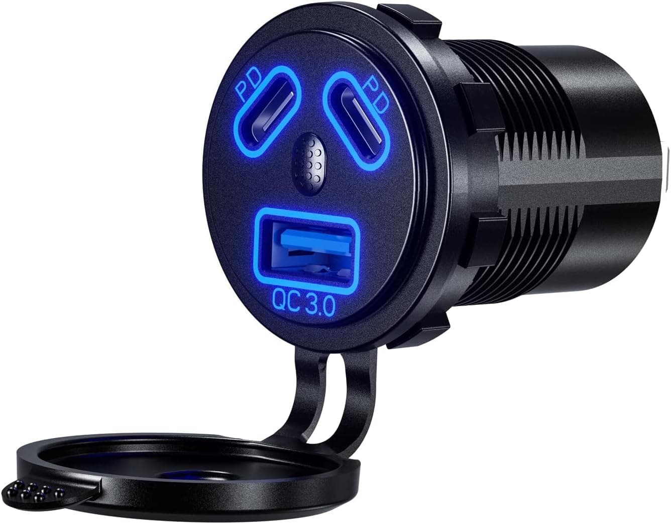 Type C USB Car Charger Socket Dual Port PD Fast Charge Power Outlet Waterproof 12V 24V Marine Boat Motorcycle Truck
