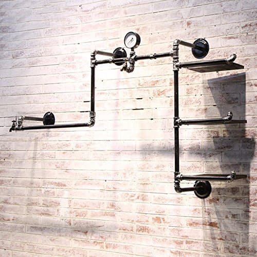 Industrial Retro Pipe Hung Clothing Rack Multi-Function Wall Mounted Clothes Store Display Rack