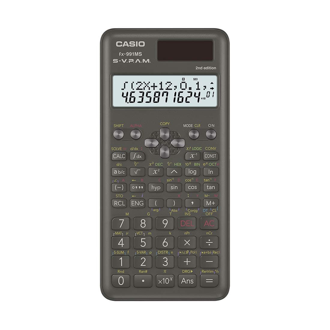 FX-991MS 2nd Gen Non-Programmable Scientific Calculator, 401 Functions and 2-line Display, Black