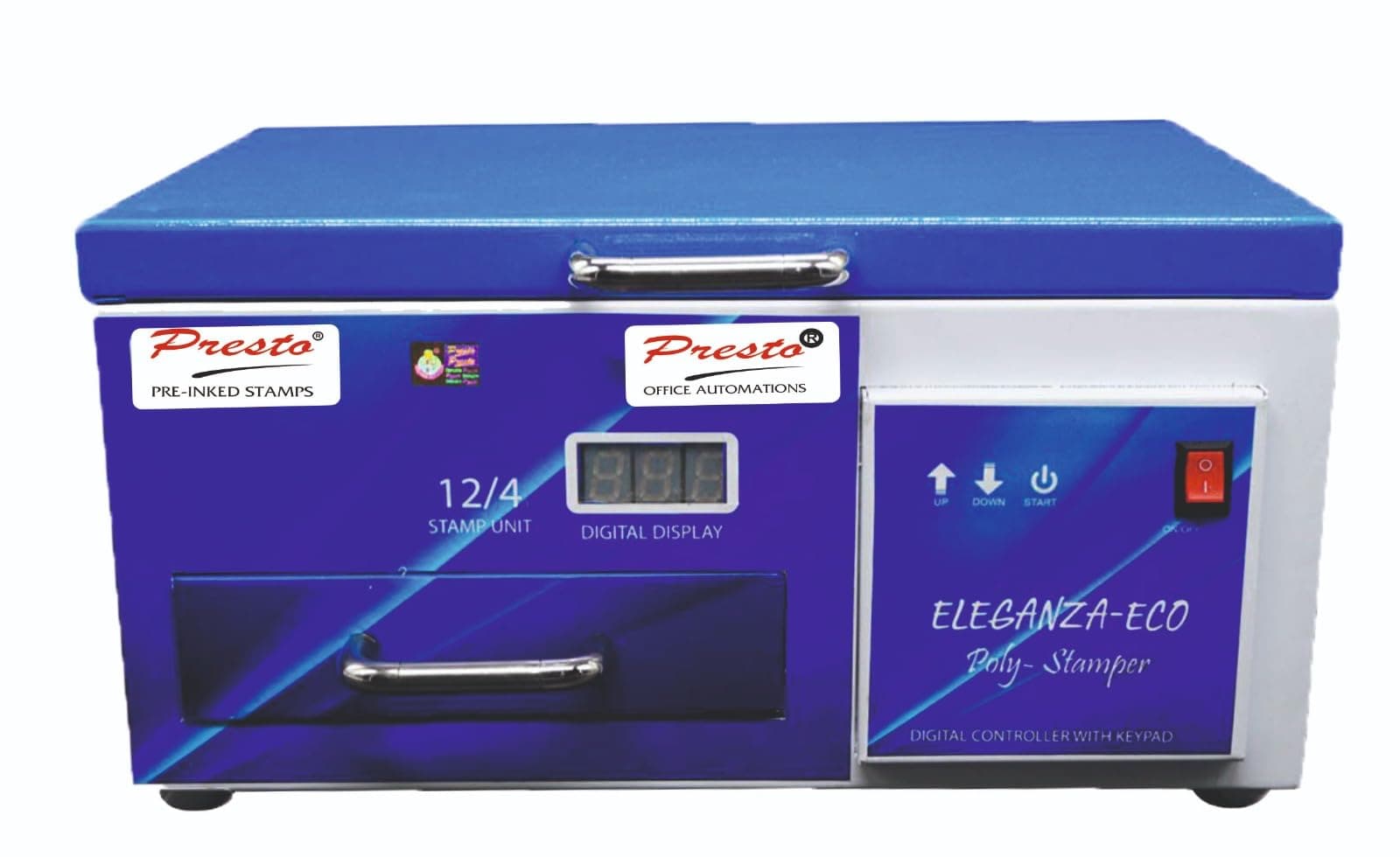 Presto Eco Poly Stamper Machine – Self-Inking Rubber Stamp Making Machine | Polymer Rubber Stamp Maker with Iron Body | Automatic Stamp Machine for Business