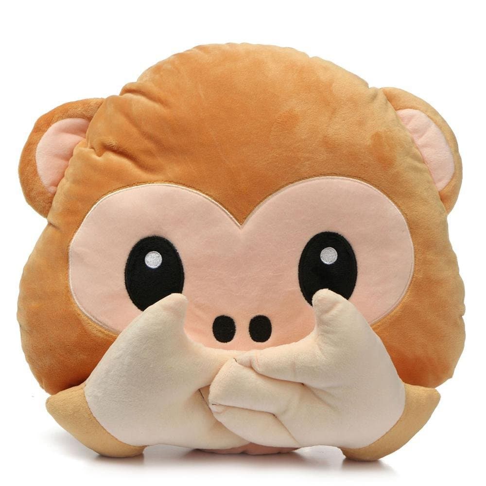 Generic Speak No Evil - Wise Monkey Emoji Soft Plush Pillow, Polyester/Cotton Fill, Throw Pillow, Monkey Plush Pillow, 14" x 3"