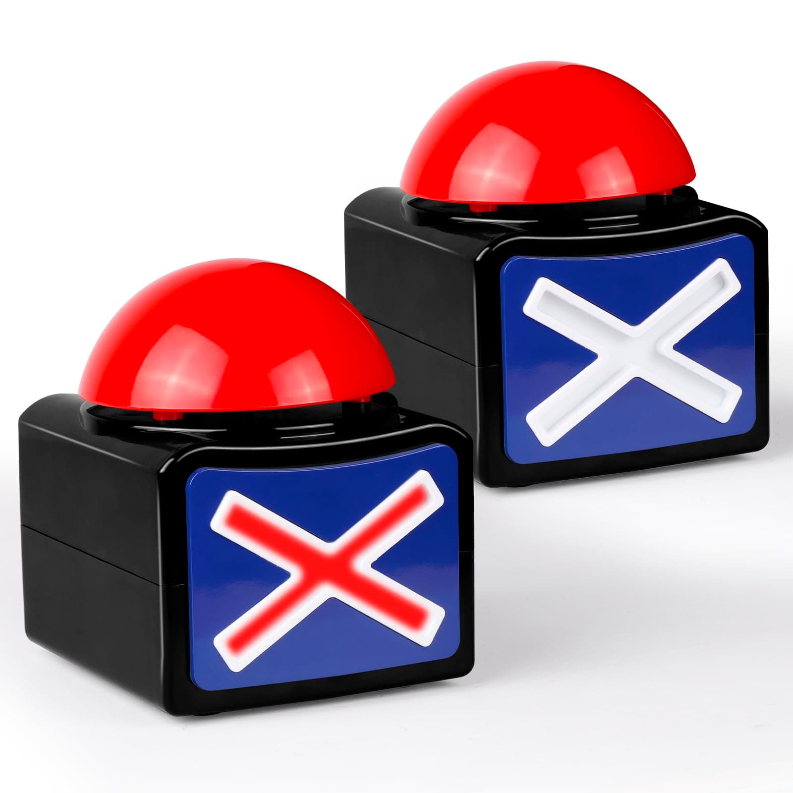 BEAN LIEVE Game Buzzers with Sound - 2 Pack Buzzer Button with Lights, Game Show Buzzers for Family, Quiz Game Buttons Perfect for Game Night & Trivia Club & Classroom (Black)