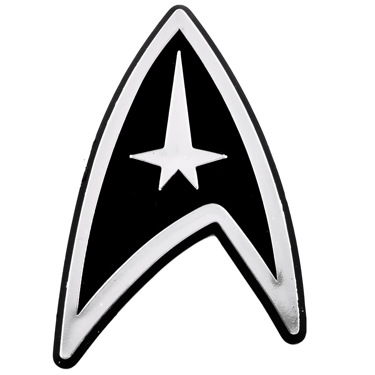EvolveFISH ST Starfleet Insignia Logo Plastic Auto Emblem - [Silver][2 1/4'' x 3 1/4'']