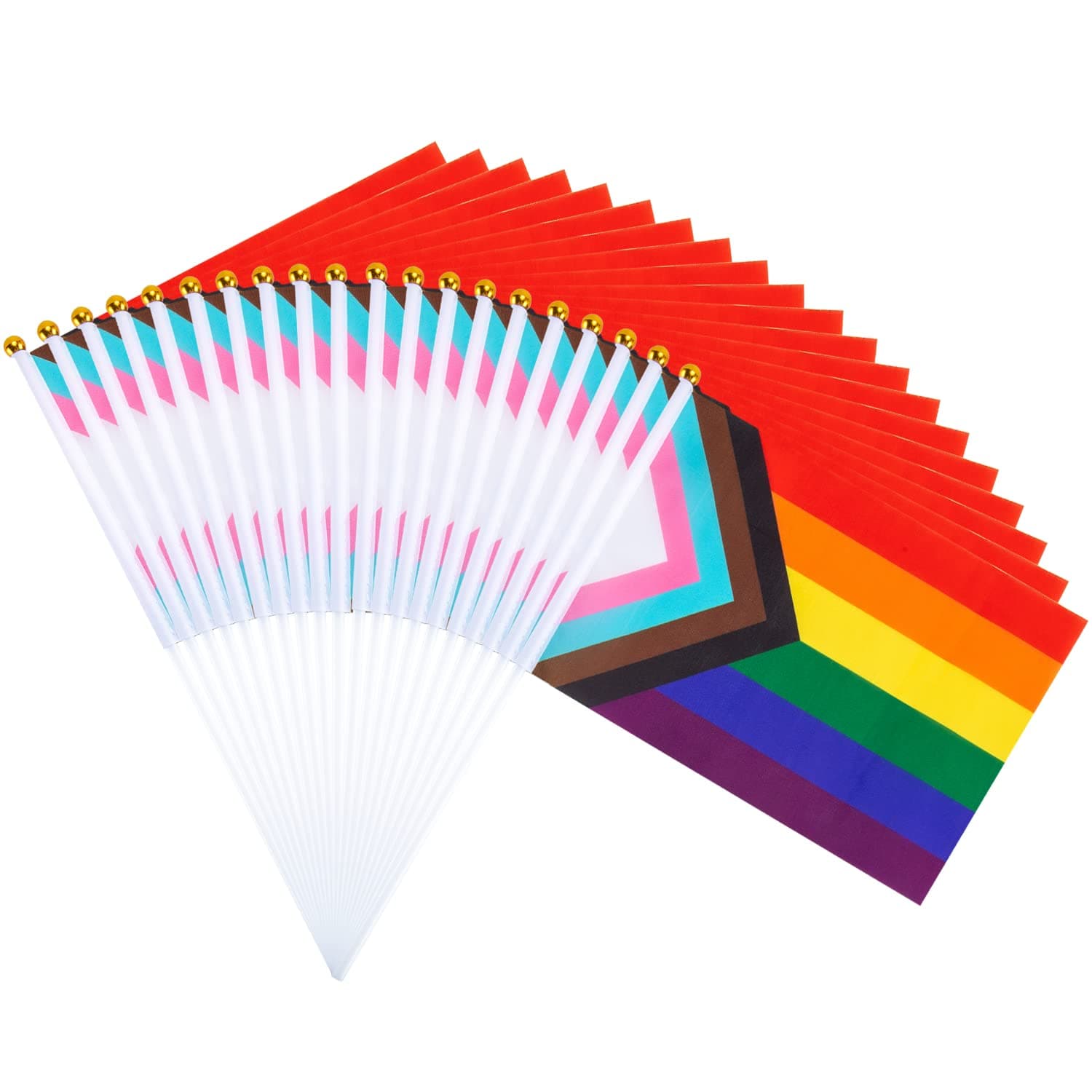 50 Pack Small Pride Flags on Stick, 8.2x5.7 Inch Rainbow Hand Held Flags for Parades, Gay Lesbian Bisexual Transgender LGBTQ Party Decorations, Pride Month, Celebration & Events
