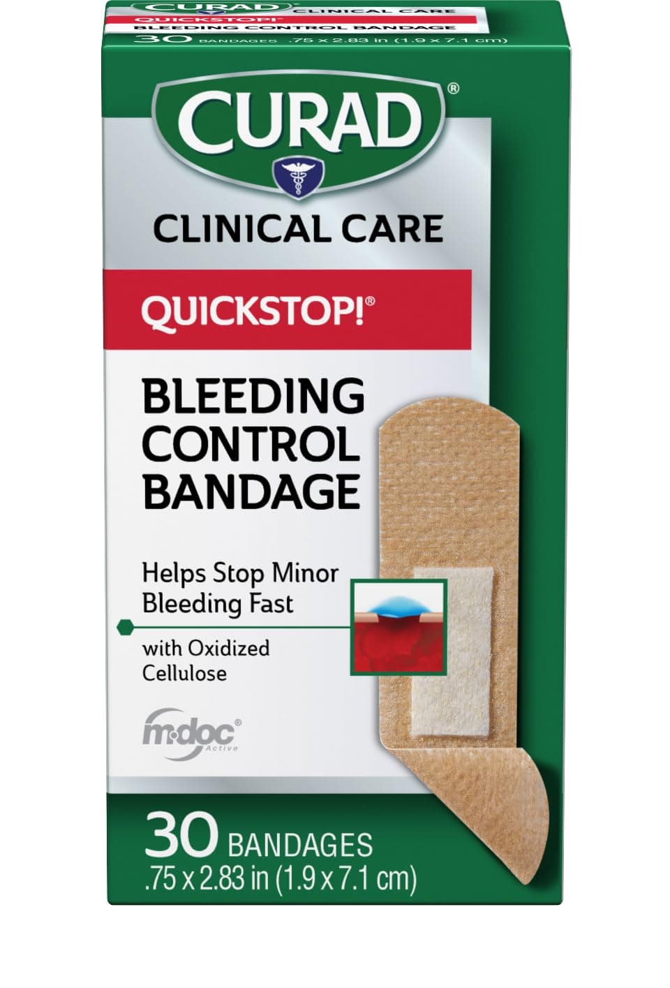 QuickStop! Flex-Fabric Bandages, 0.75x2.83 Inch, 30/Box, One Box