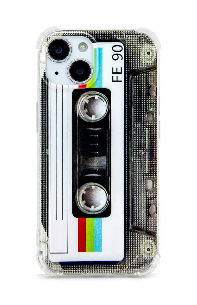 Case for iPhone 14 Matte Finish Heavy Duty Soft Back Cover with Reinforced Corners TPU Soft Bumper Retro Cassette Tape Case Compatible with iPhone 14