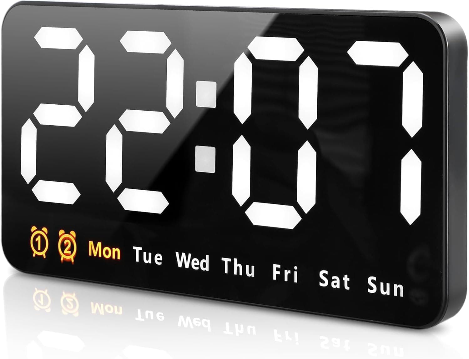 Large LED Display Alarm Clock, 9.1” Wall Clock Digital Clock Digital Wall Clock with 3 Adjustable Brightness 12/24H Format Auto-Dimming 2 Alarms Snooze Function for Bedroom Living Room Office