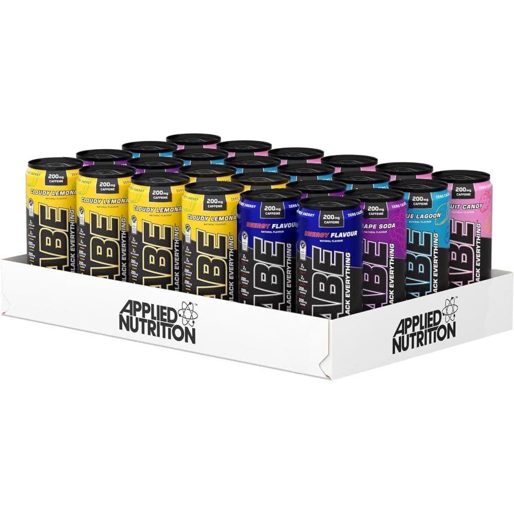 ABE Pre Workout Cans - All Black Everything Energy + Performance Drink, ABE Carbonated Beverage Sugar Free with Caffeine (Pack of 24 Cans x 330ml) (Mix & Match)