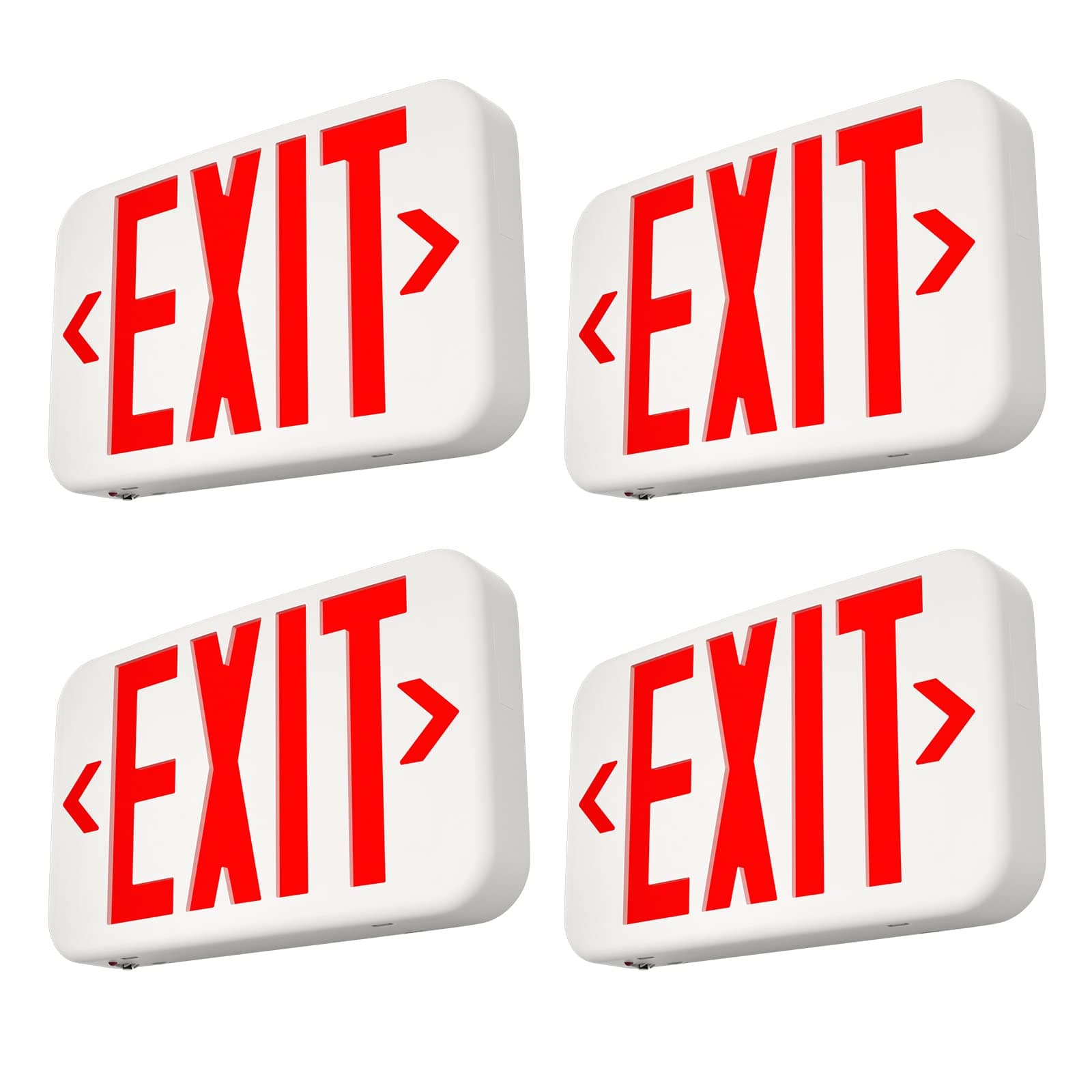 FREELICHT Red LED Exit Sign with Battery Backup,Exit Sign for Business,Easy to Install,UL Certified,AC 120/277V,Pack of 4