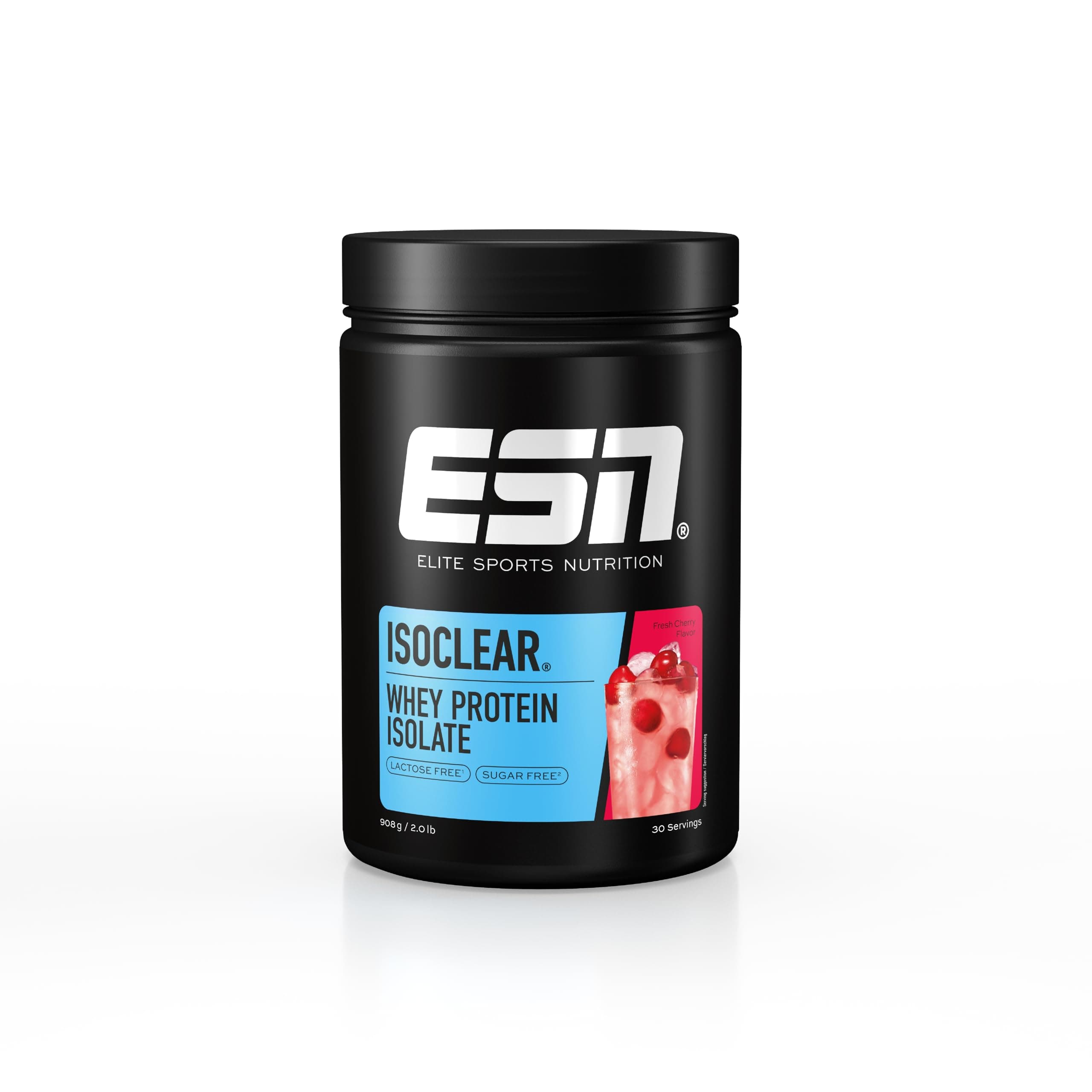 ESN ISOCLEAR Whey Isolate Protein Powder, Fresh Cherry, 908 g, 2 lbs, 30 Servings Clear Whey - Lactose Free