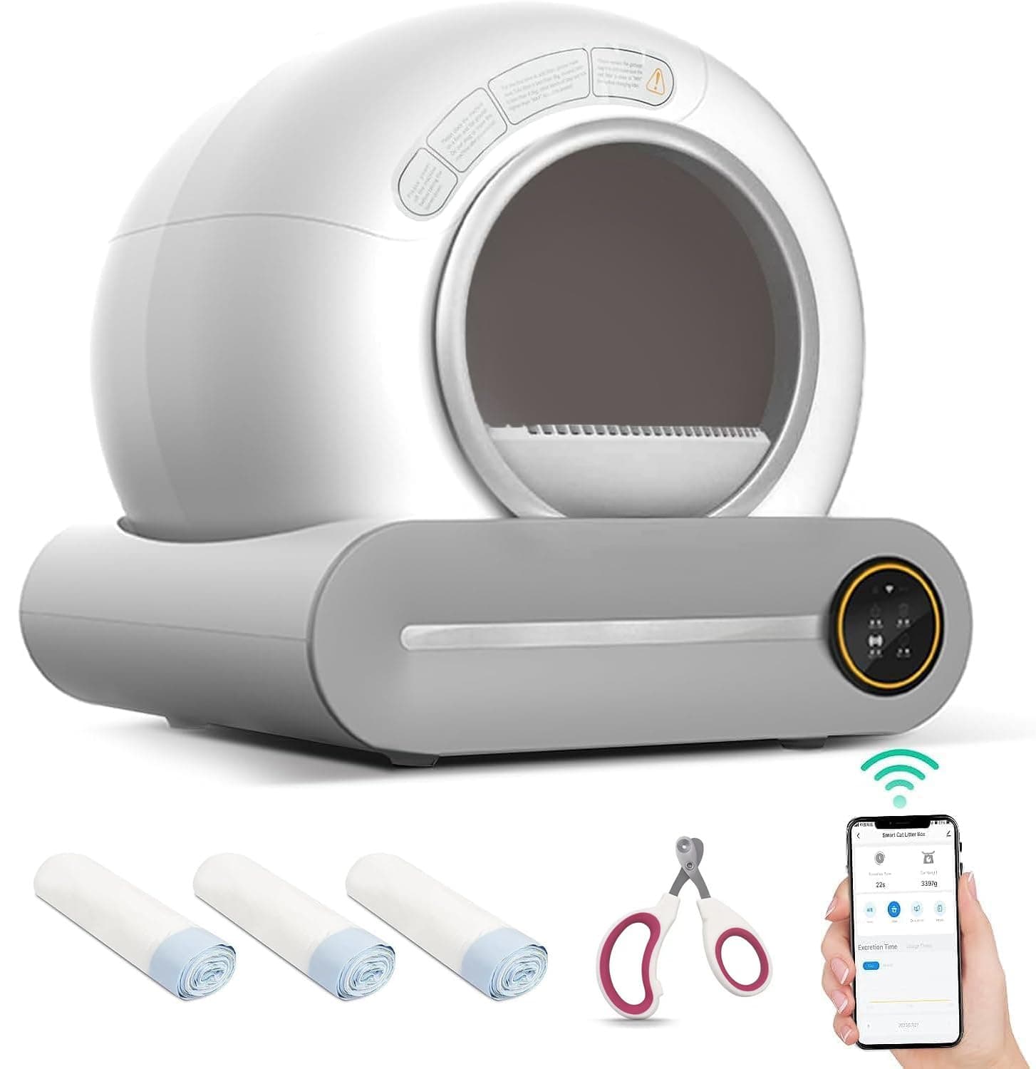 DO1 Smart Automatic Robot Self Cleaning Litter Box for Cat w/Sandbox Filter | Tuya Smart App Control | 9L Waste Bin, Odor Control, 4 Sensors | Sand Filter, Plastic Bags & Nail Clipper | 1-Yr Warranty