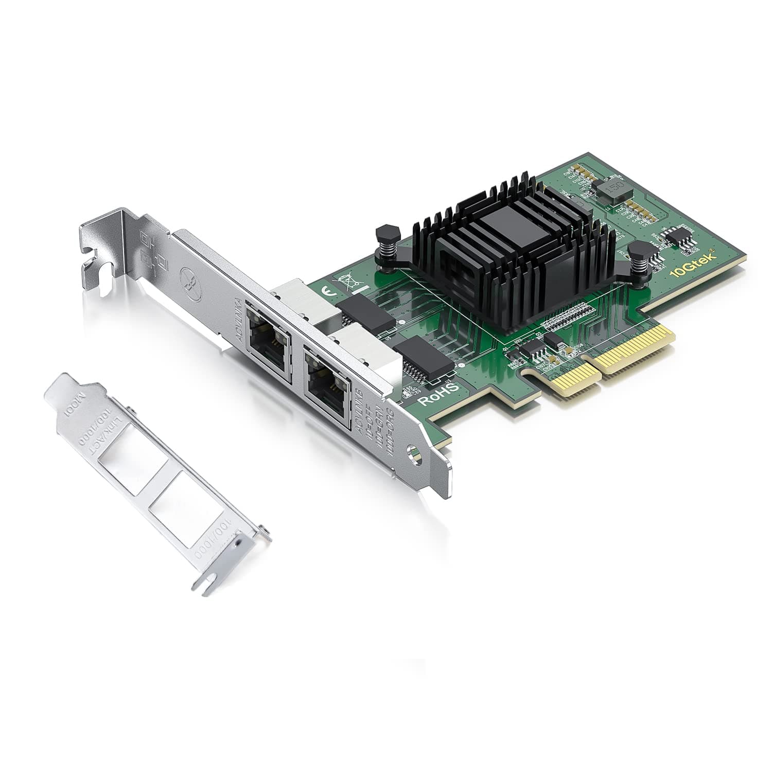 H!Fiber Gigabit 2 Port NIC with Intel I350 Chip, 1Gb Network Card Compare to Intel I350-T2 NIC, Dual RJ45 Ports, PCI Express 2.1 X4, Ethernet Card with Low Profile for Windows/Windows Server/Linux