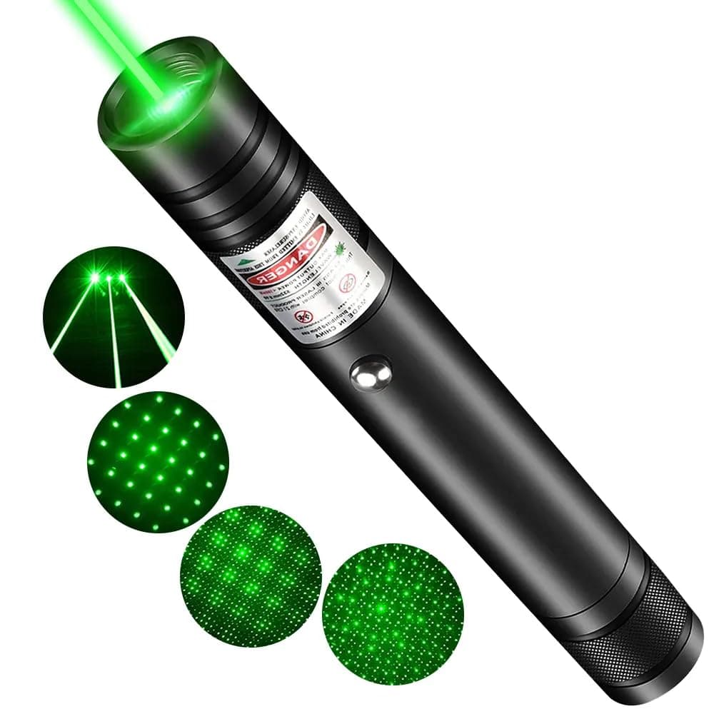 TechPride Green Laser Pointer | Long Range Laser Pen with 5 Patterns – Starry Sky Projector, High Power Beam for Astronomy, Hiking, Presentations, Cat Toy | Battery Operated & Portable