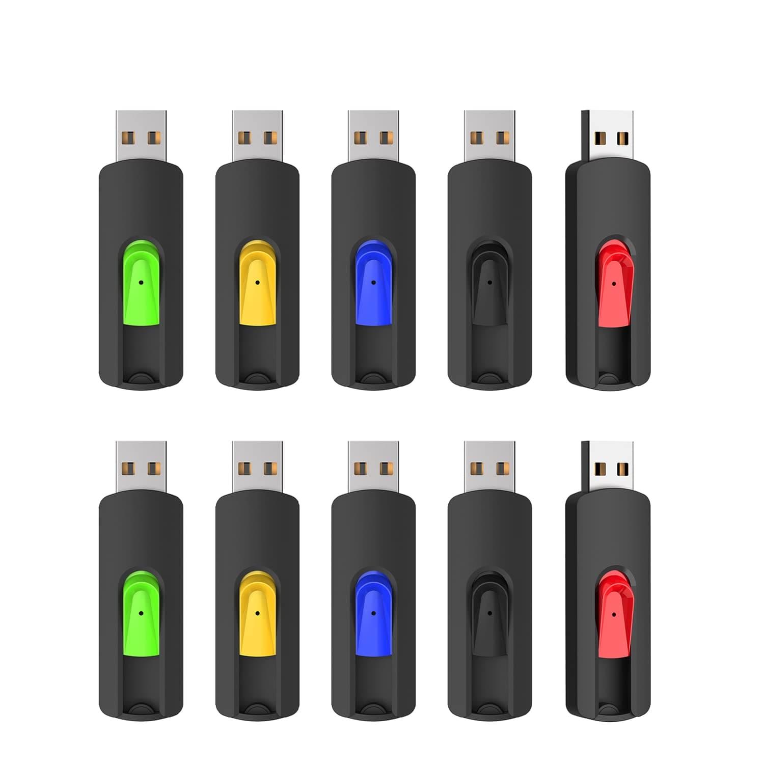 16GB USB 3.0 Flash Drive 10 Pack USB Flash Drives Thumb Drive Jump Drive MONGERY Retractable Slide Zip Drive Memory Sticks Data Storage for PC, Mac (5 Mixed Colors)