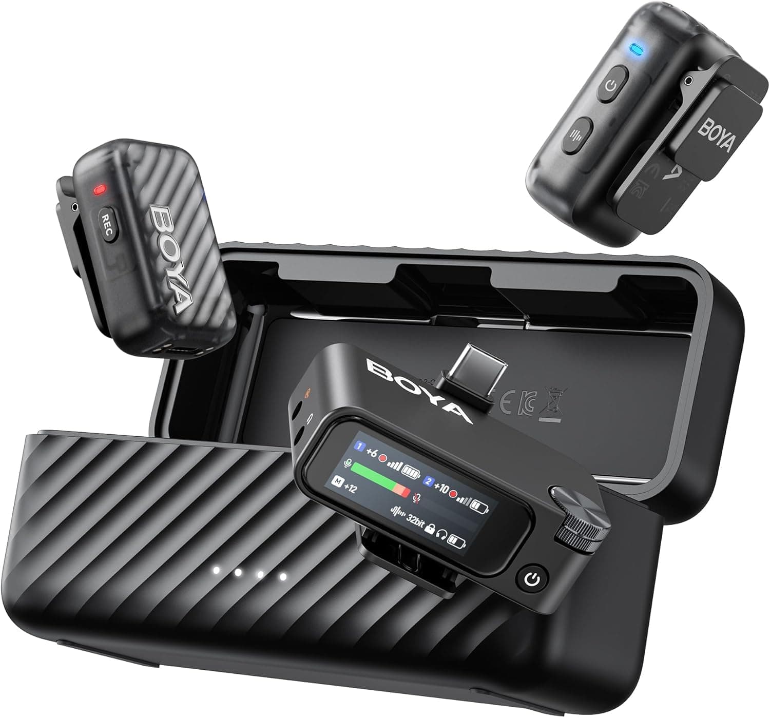 BOYAMIC 2 Wireless Lavailer Microphone for iPhone 15/16, Android, Camera, AI Noise Reduction, 48KHz/32Bit(Optional), Mini Clip on Mic, Lapel Mic, App Control, 300m, 54h