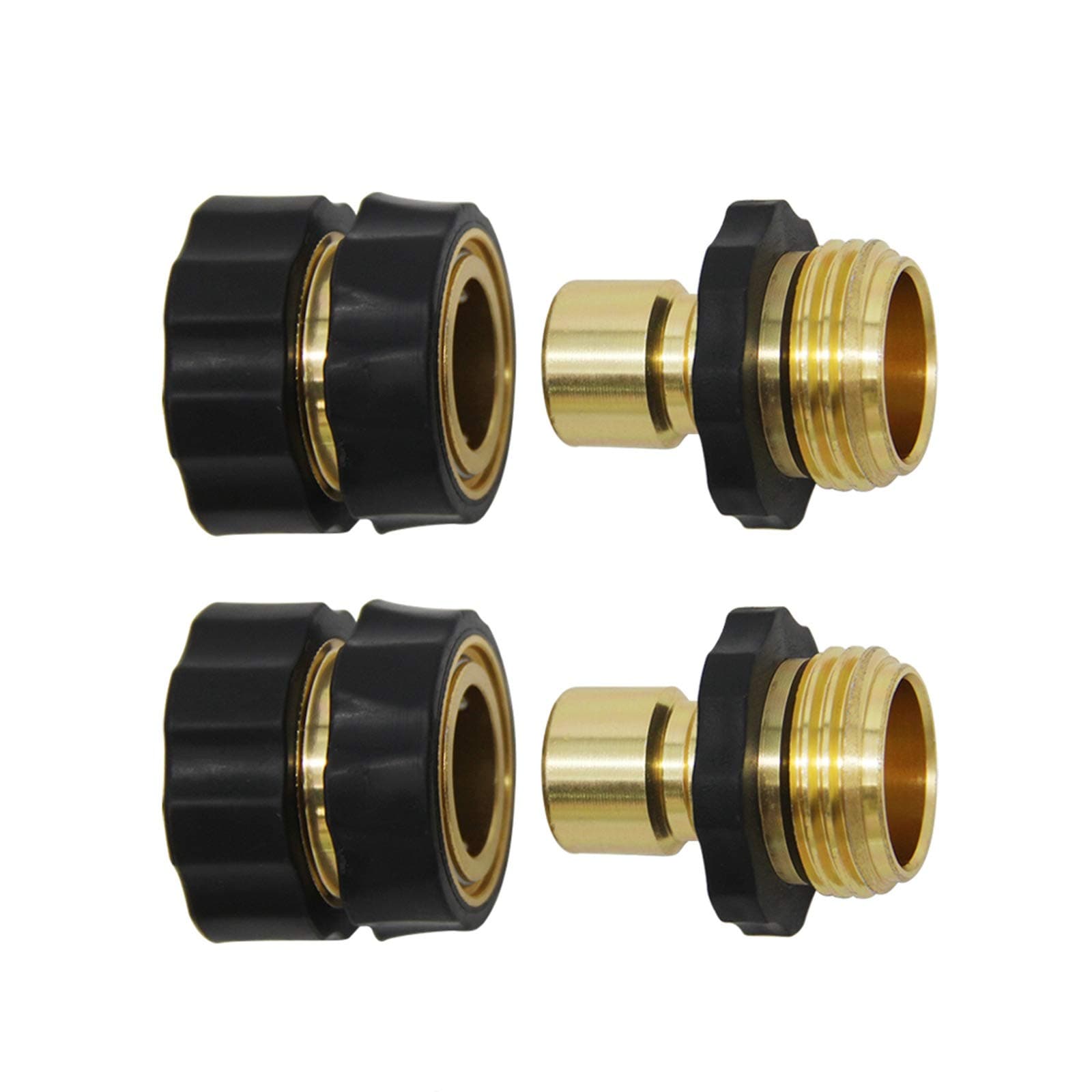 Twinkle Star 3/4 Inch Garden Hose Fitting Quick Connector Male and Female Set with Extra Rubber Washers, 2 Set