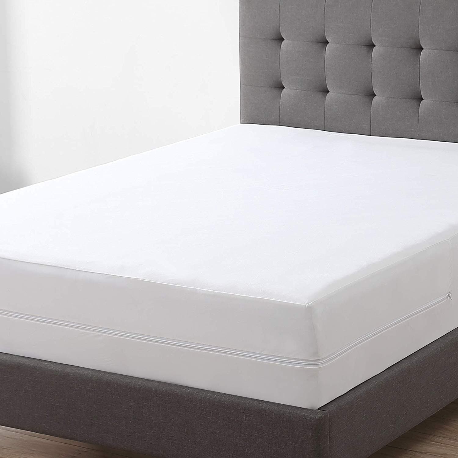 Small Double Zip Lock Bed Bug Proof Mattress Protector Encasement Cover Anti Allergy Dust Mite Bacteria Pet Dander Safe All UK Sizes White