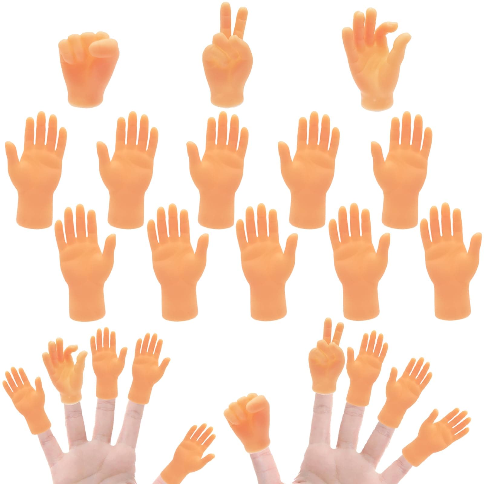 14 Pcs Tiny Finger Hands,Premium Rubber Mini Tiny Finger Hands,Flat Hand Style Mini Hand Finger Puppets for Puppet Show,Gag Performance,Party Favors