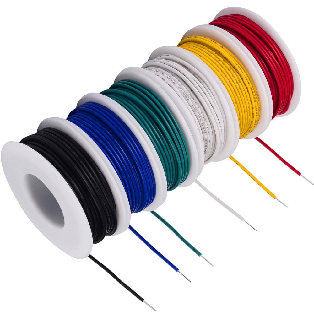 TUOFENG 20 Gauge Solid Wire-Solid Wire Kit-6 Different Colored 26 Feet spools 20 awg Jumper Wire- Hook up Wire Kit