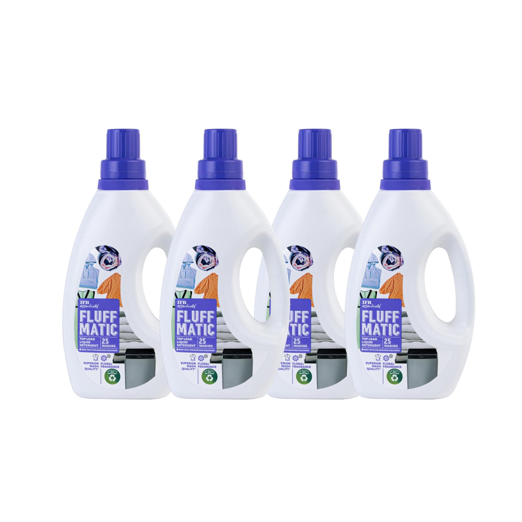 Fluff Matic Top Load Washing Machine Liquid Detergent (Pack of 4 * 880 ml)
