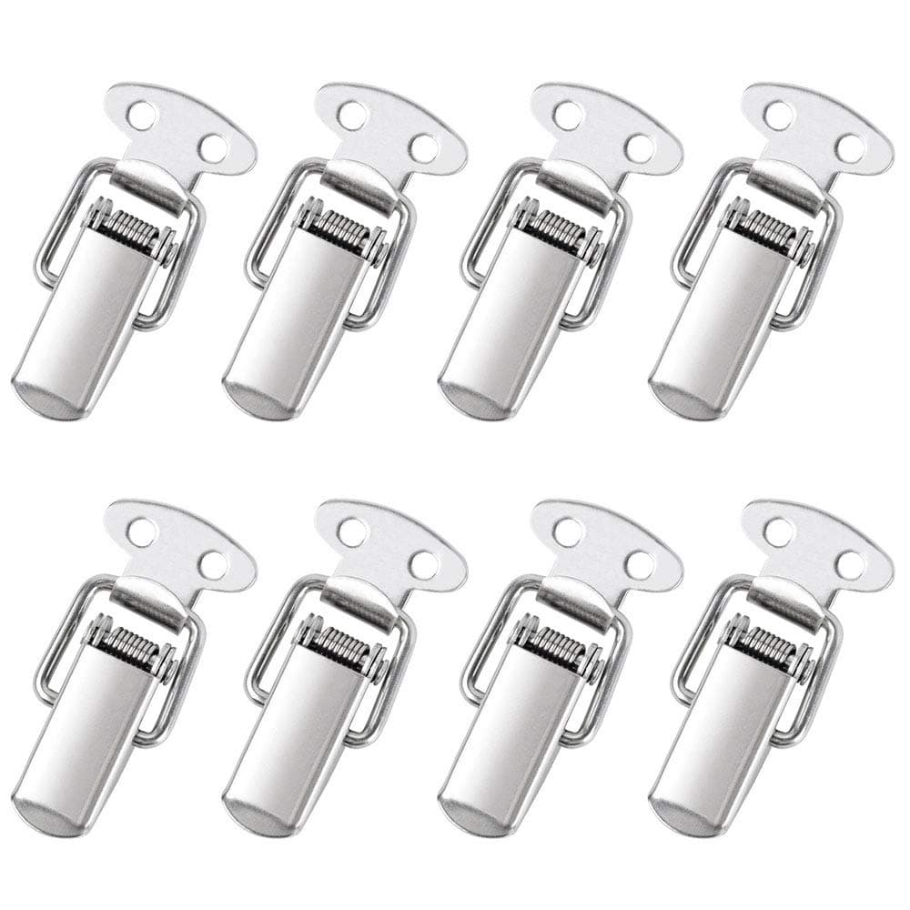 Stainless Steel Latch Lock, 8 Pack Toggle Latch, Spring Loaded Catch Clamp Clips, Duck Billed Buckles for Case, Toolbox, Box, Drawer, Chest, Trunk, Cabinet, Closet, Lockers (Silver)