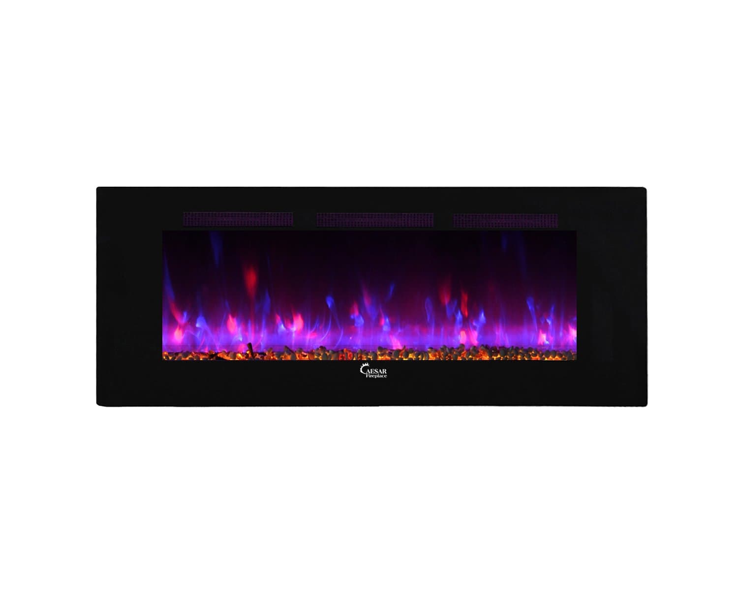 Caesar Luxury Linear Wall Mount Recess Freestanding Multicolor Flame Electric Fireplace, 74-Inch