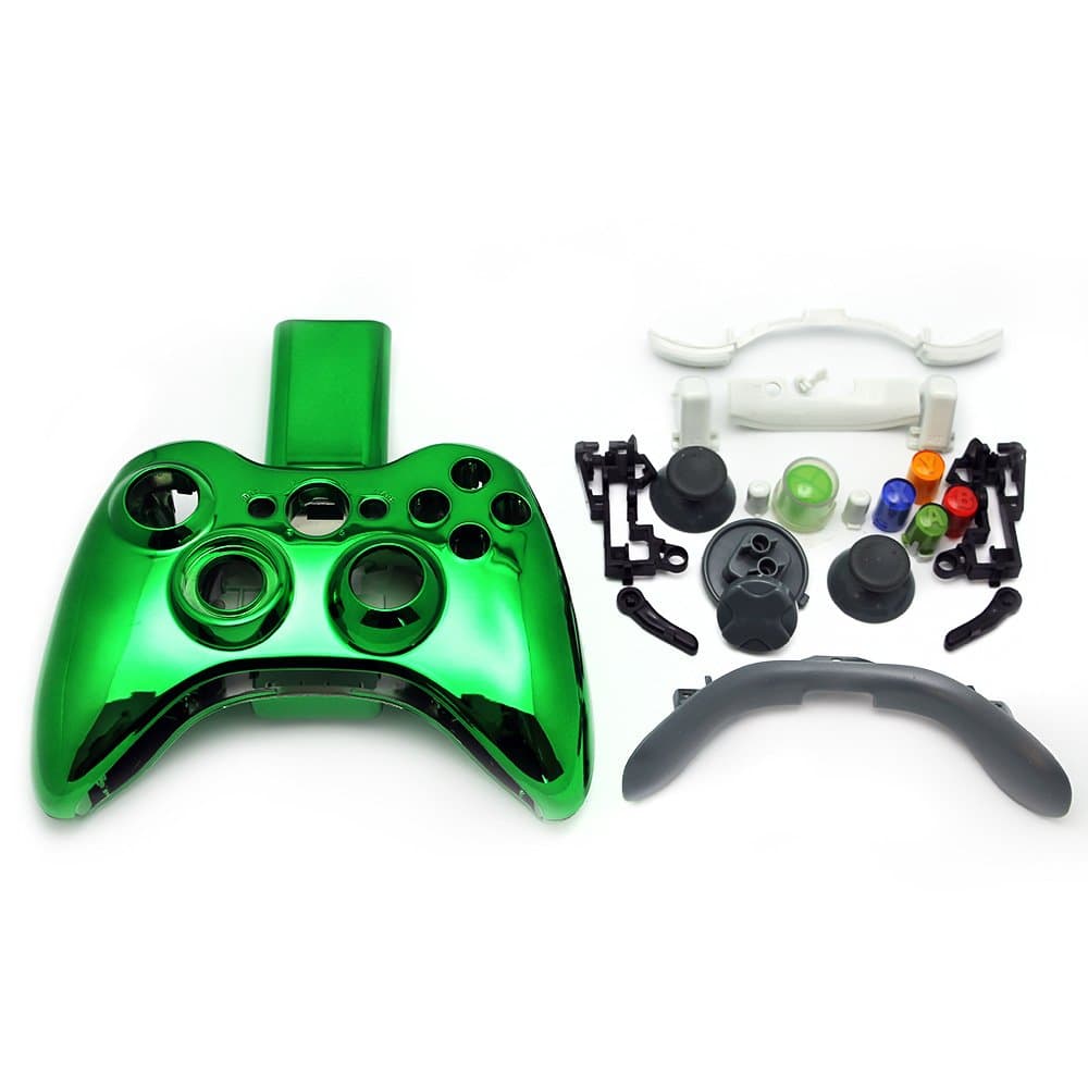 The Best Wireless Game Controller Hard Cover Shell and Buttons Replacement Kit for XBOX 360 - Perfect Fit Easy To Install Excellent Quality Sturdy Material - Chrome Green
