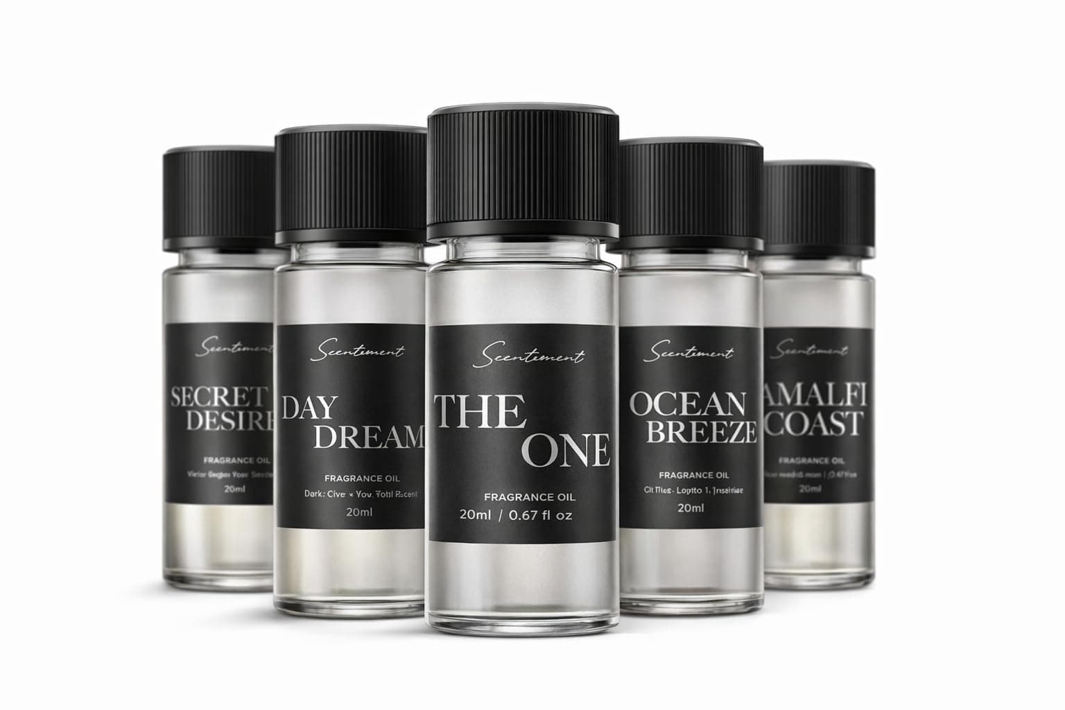 Scentiment Luxury Hotel Scents – 5 Fragrance Oil Set | Secret Desires, Day Dream, The One, Ocean Breeze & Amalfi Coast | Fresh, Floral, Woody & Citrus Scents | Home Diffuser Oils (5 x 20 mL)