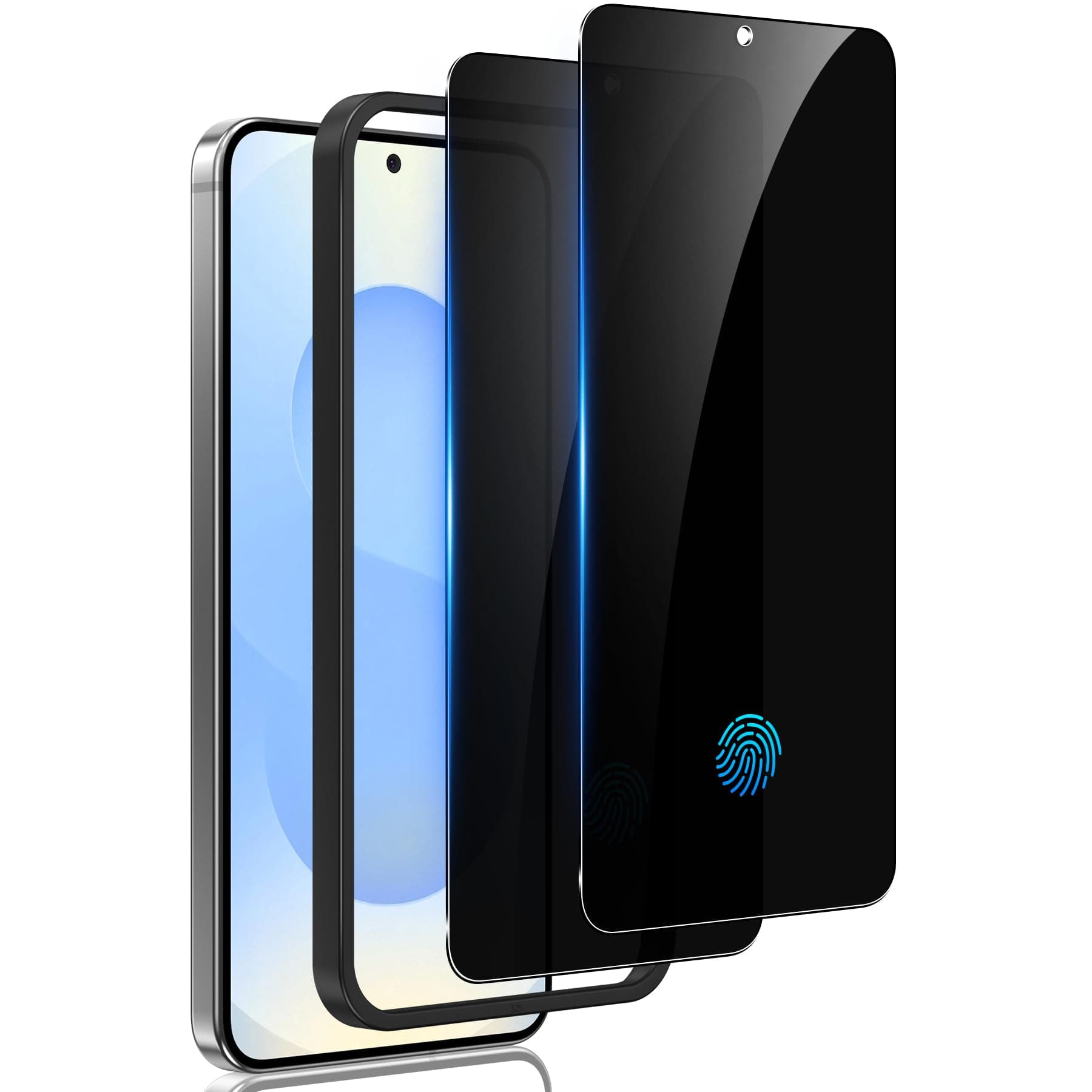 2 Pack for Samsung Galaxy S25 Plus Privacy Screen Protector Tempered Glass, Fingerprint Unlocking, 25° Anti Spy, Full Coverage, Case Friendly, Easy Installation, Compatible with Galaxy S25+