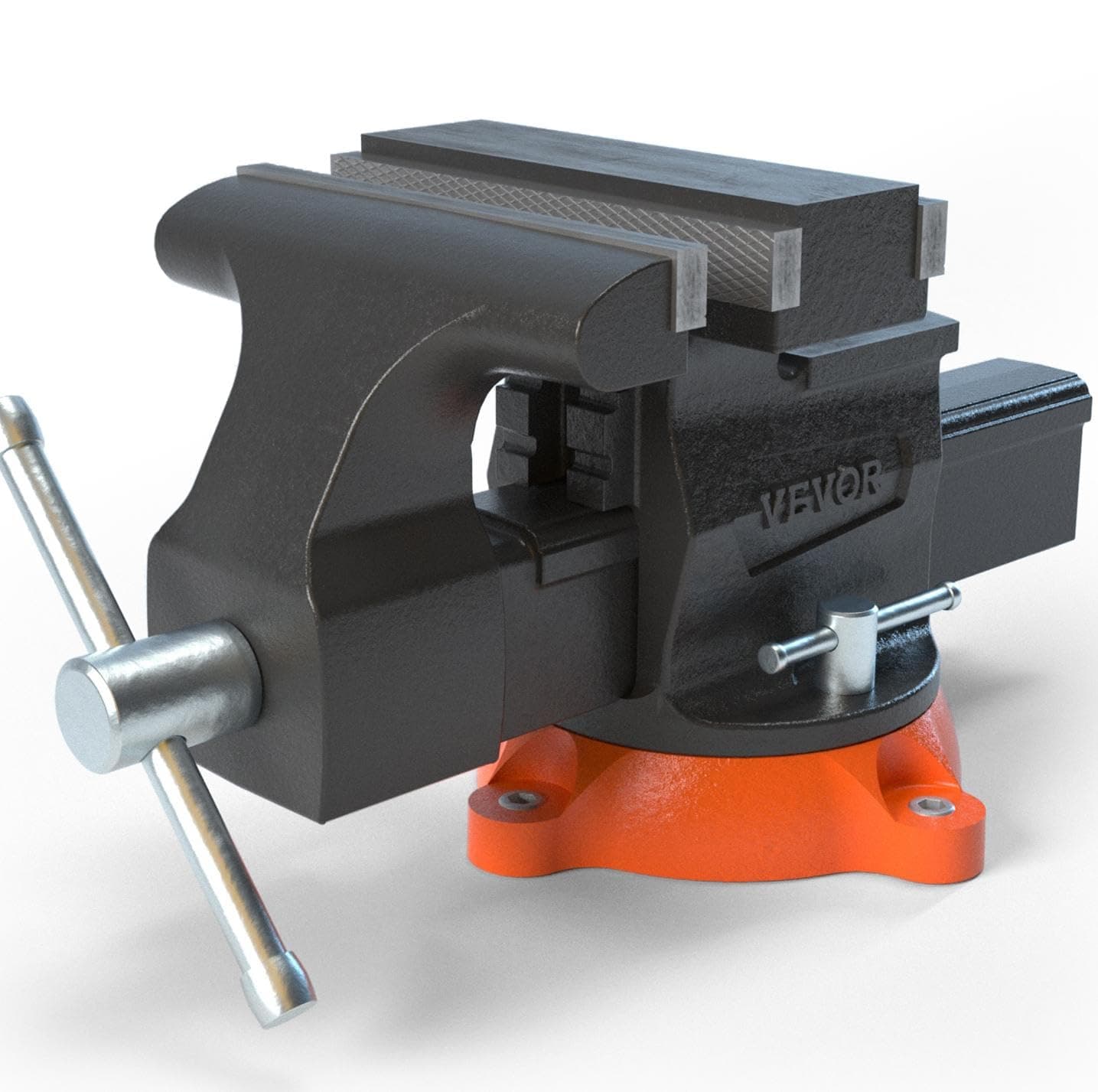 VEVOR Versatile Bench Vise Jaw Width 16.8 cm Vise Workshop Anvil Ductile Iron Opening Forward 16.5 cm Reverse 23.5 cm Base Swivel 360° 4 Bolts for Drilling Cutting Clamping Pipe