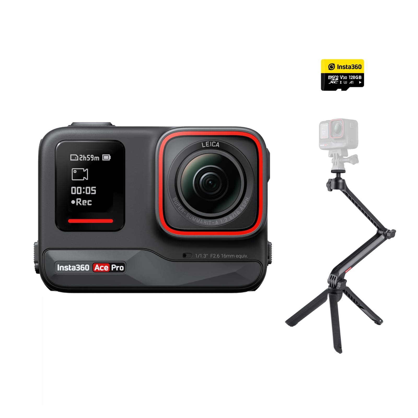 Ace Pro Creator Kit - Waterproof Action Camera Co-engineered with Leica, Flagship 1/1.3" Sensor and AI Noise Reduction for Unbeatable Image Quality, 4K120fps, 2.4" Flip Screen & AI Features