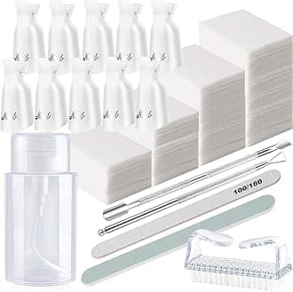 Nail Polish Gel Remover Tools Kit, Soak Off Cap Clip, UV Gel Polish Cuticle Pusher, 200ml Dispenser Bottle, 600 PCS Cotton Pads, Handle Brushes, 100/180 Nail File, Buffer Block, Finger Separators