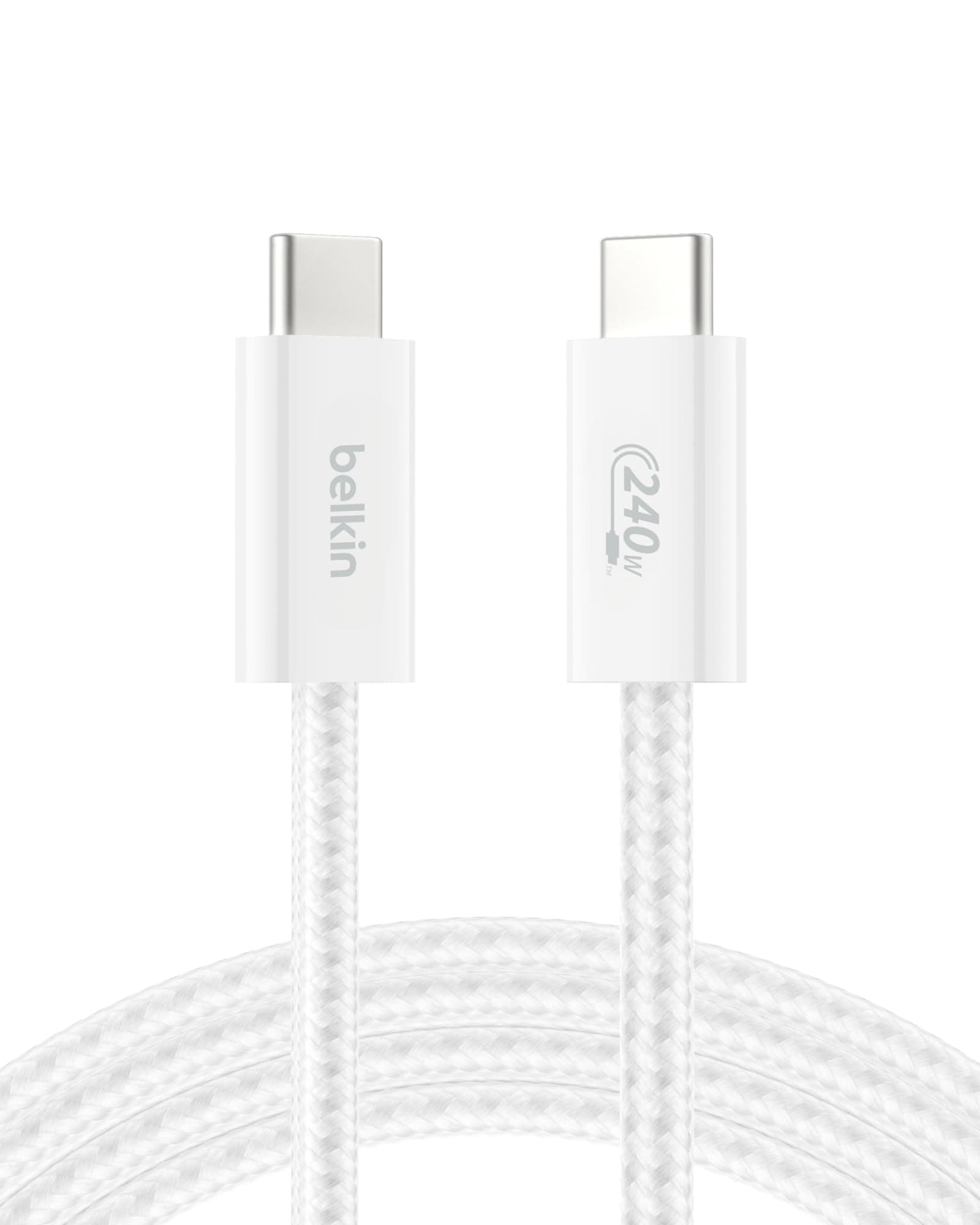 USB C to USB C Cable, 6.6ft, 240W - Type C Charger, iPhone Charger Cord, Soft, Braided, Flexible for iPhone 17, Galaxy S25, Pixel 10, MacBook, Chromebook, iPad Pro, Switch Steam Deck – White
