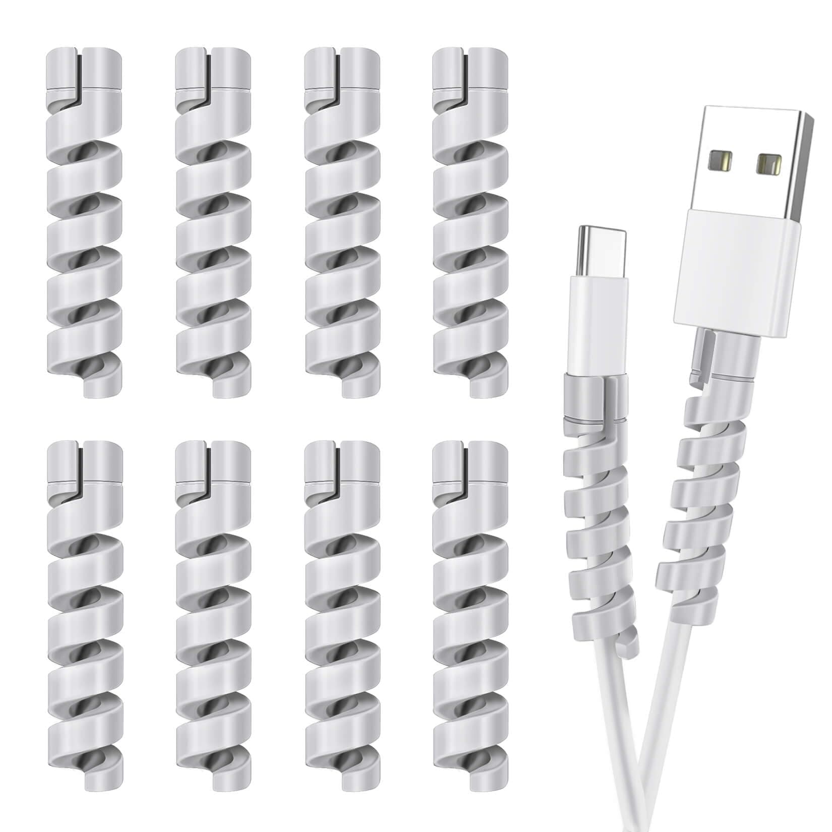 Cable Protector for Phone Pad Notebook Silicone Cord Protector 8 PCS Charger Protectors - Cable Cord Saver for Headphone Laptop Cellphone Cable Accessories (Grey)