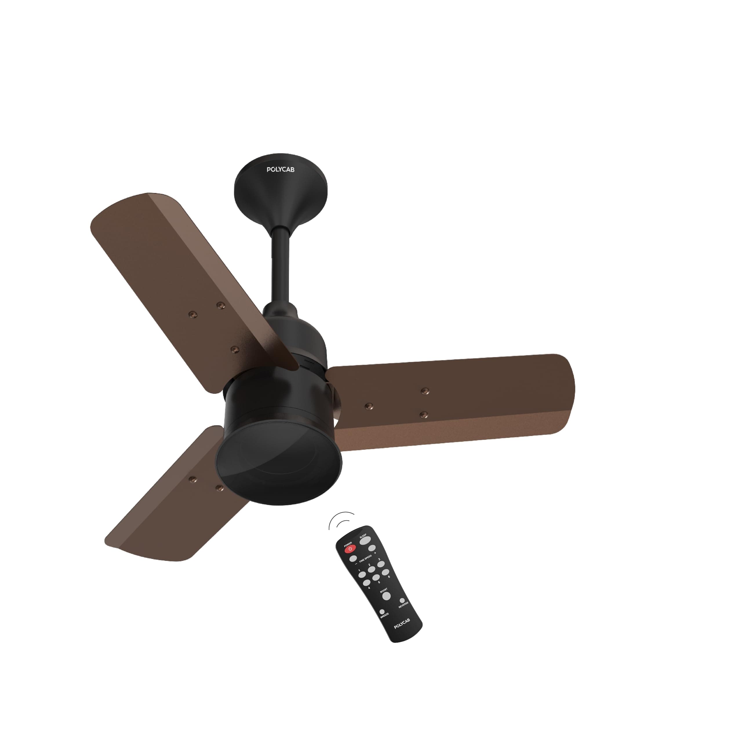 Polycab Silencio Mini 600mm 5-Star BLDC, Remote Ceiling fan for home| 55% Energy Saving, 100% Copper, High Speed, 25 Speed Setting, Reversable & Timer | 4-yr Warranty【Pearl Brown】