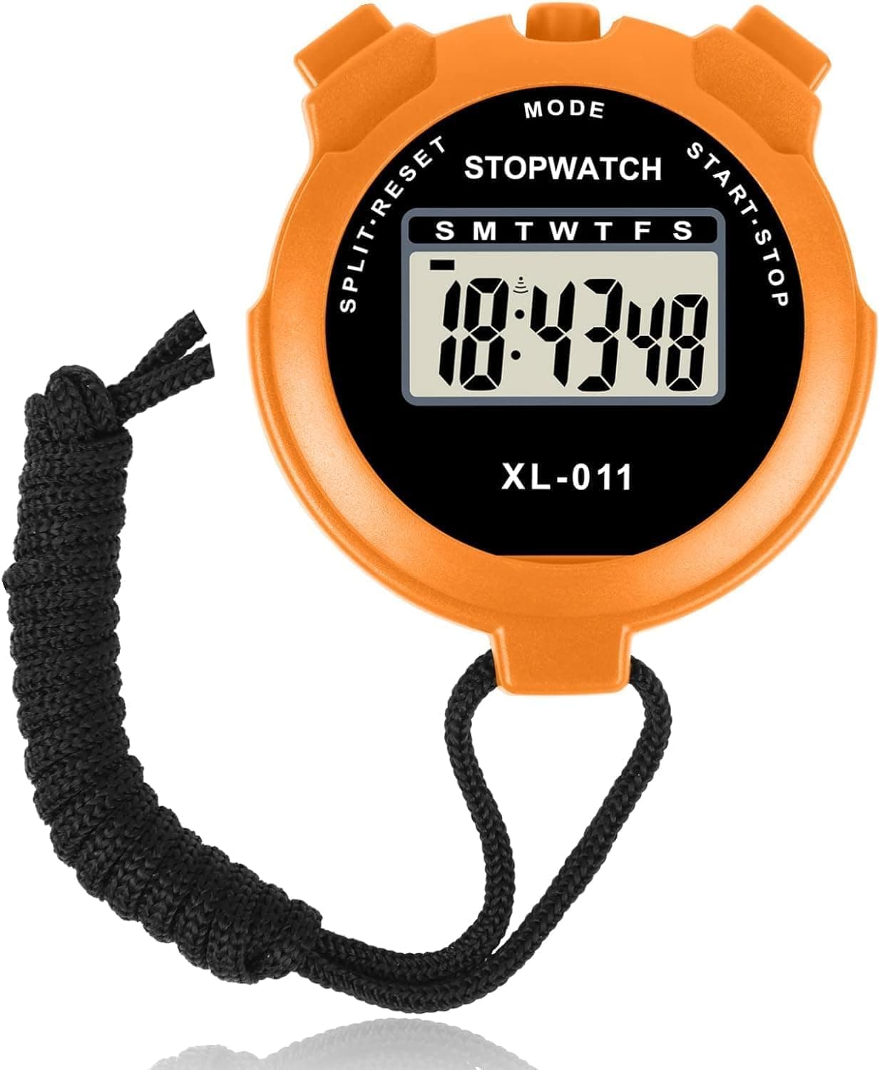 Digital Sports Stopwatch Timer, Single Lap Split with Alarm, Multi-Function Large Display Countdown Timer, Shockproof for Coaches, Swimming, Running, Sports, Gym (Orange)