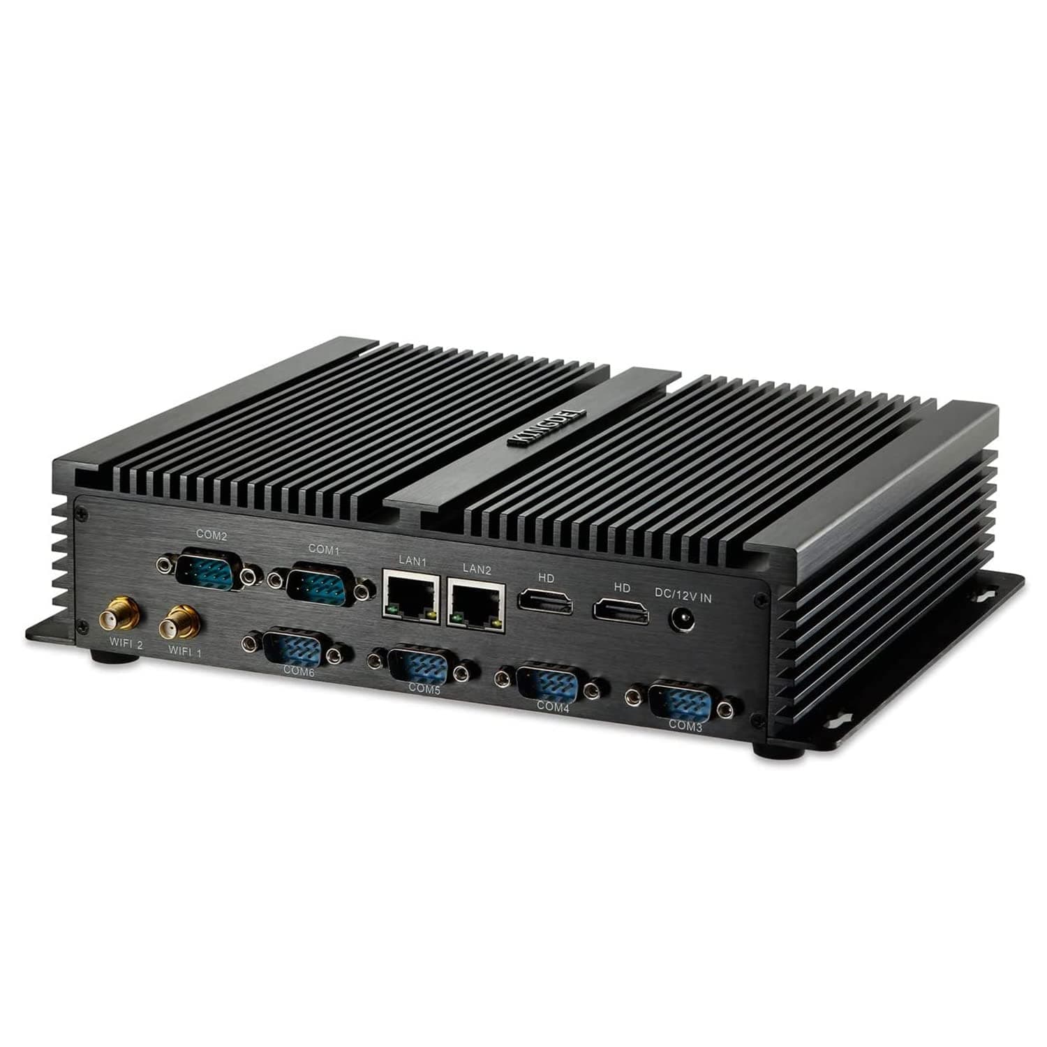 KINGDEL Fanless Mini Desktop Computer, Powerful Industrial PC with i7 CPU, 8GB RAM, 128GB SSD, 2xNICs, 2xHD Ports, 4xUSB 3.0, 6xCOM RS232 W-11 Pro